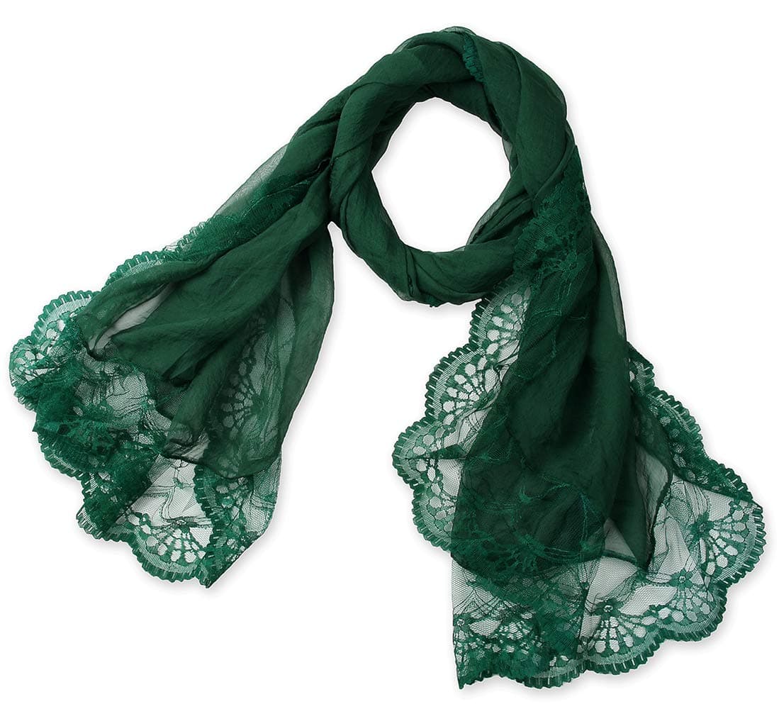 corciovacorciova Chiffon Extra Long Dark Emerald Green Sheer Head Silk Scarf Lightweight Evening Pashmina Shawl and Wrap for Women