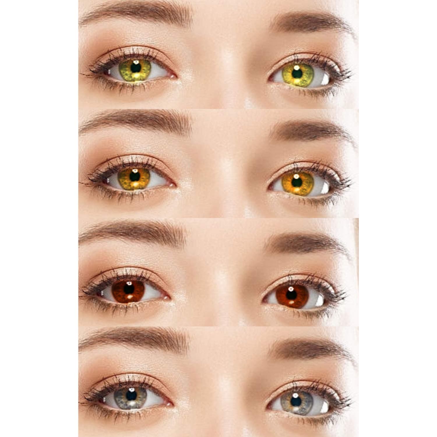 Glance Gallaxy 4 Pair Monthly Colored Hazel Honey Brown Grey Contact Lenses for Eye Men and Women with 1 Lens Storage Box