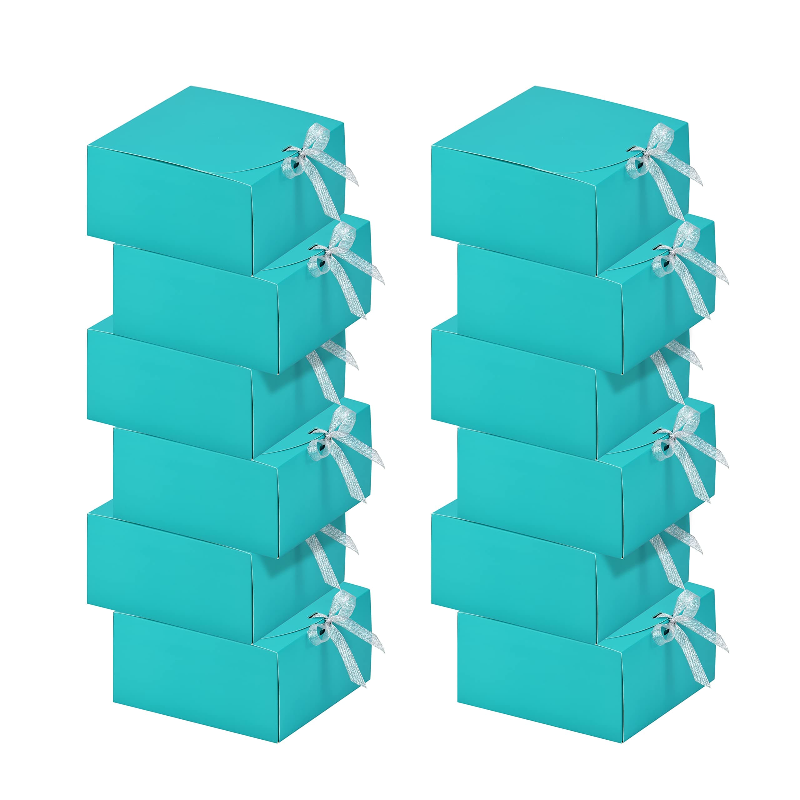 HUAPRINT Gift Boxes with Lids,Teal Blue Gift Boxes 8x8x4inches,Bridesmaid Proposal Box,12 Sets,Kraft Paper Gift Boxes for Wedding,Packaging,Present,Birthday,Cupcake Boxes,Crafting