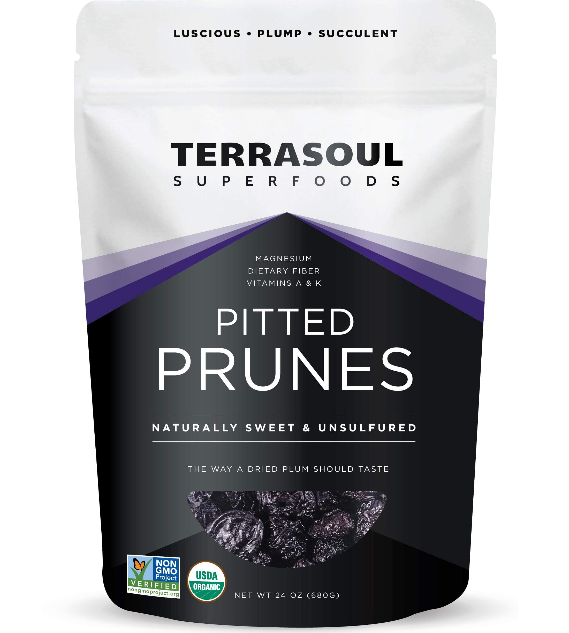 Organic Dried Plums Pitted Prunes, 1.5 Lbs - Fiber,Vitamin K,Preservative Free