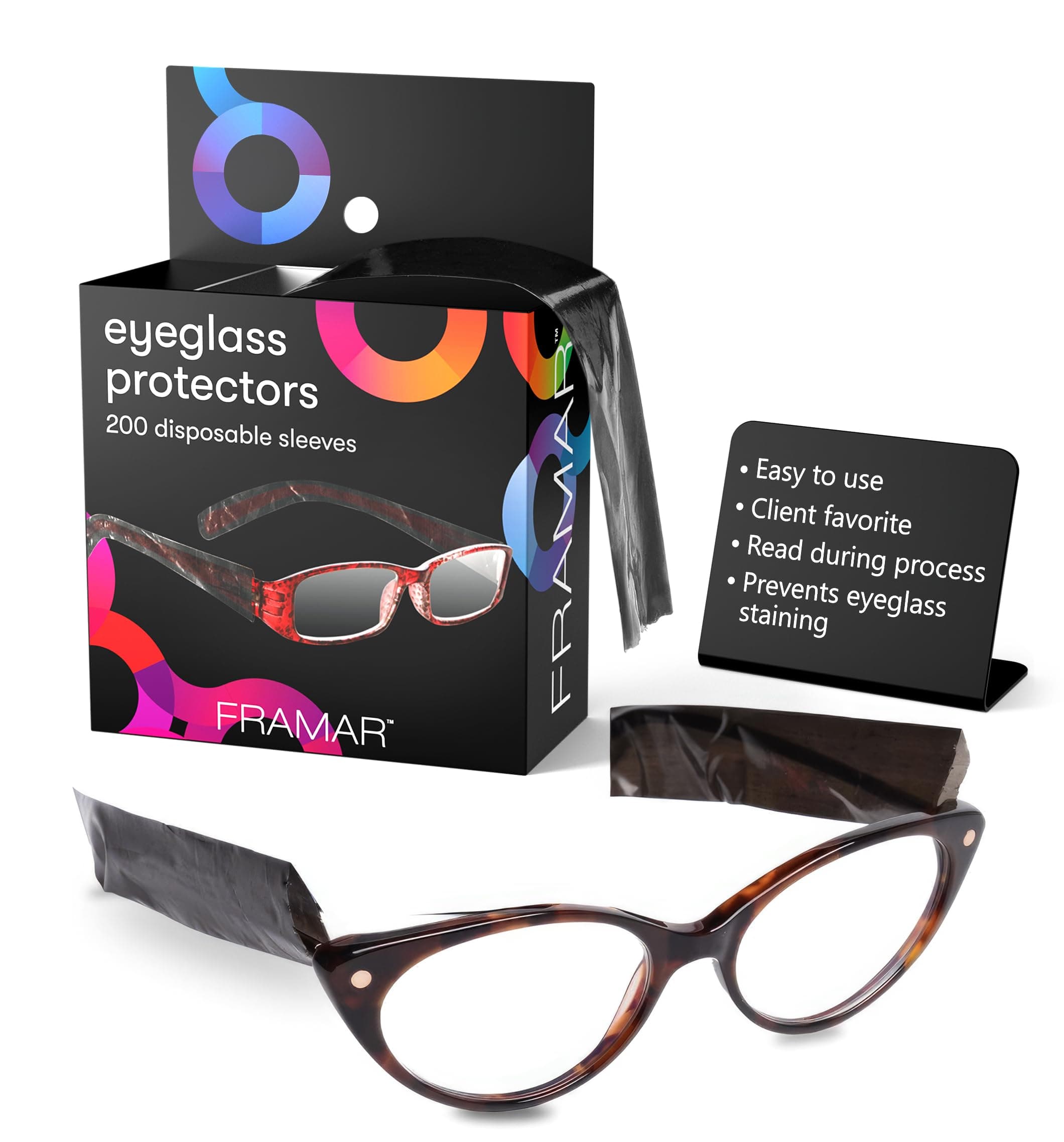 FRAMAR Eyeglass Sleeves For Glasses – Covers For Eye Glasses Against Hair Color, Hair Dye, Glasses Arm Covers, Eyeglass Covers – 200 Count