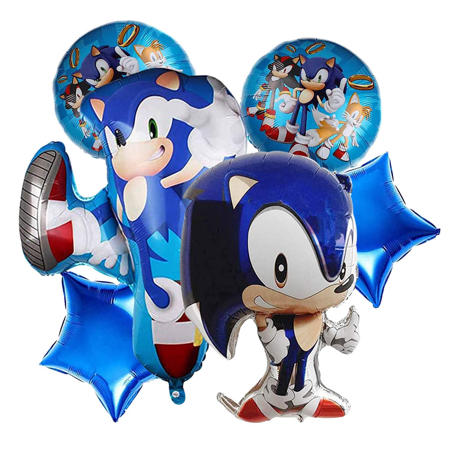 6 Pcs Sonic Birthday Balloons Party Supplies, Hirsrian Kids' Party Balloons Birthday Decorations Anime Foil Balloons for Children Boys Baby Shower Girls