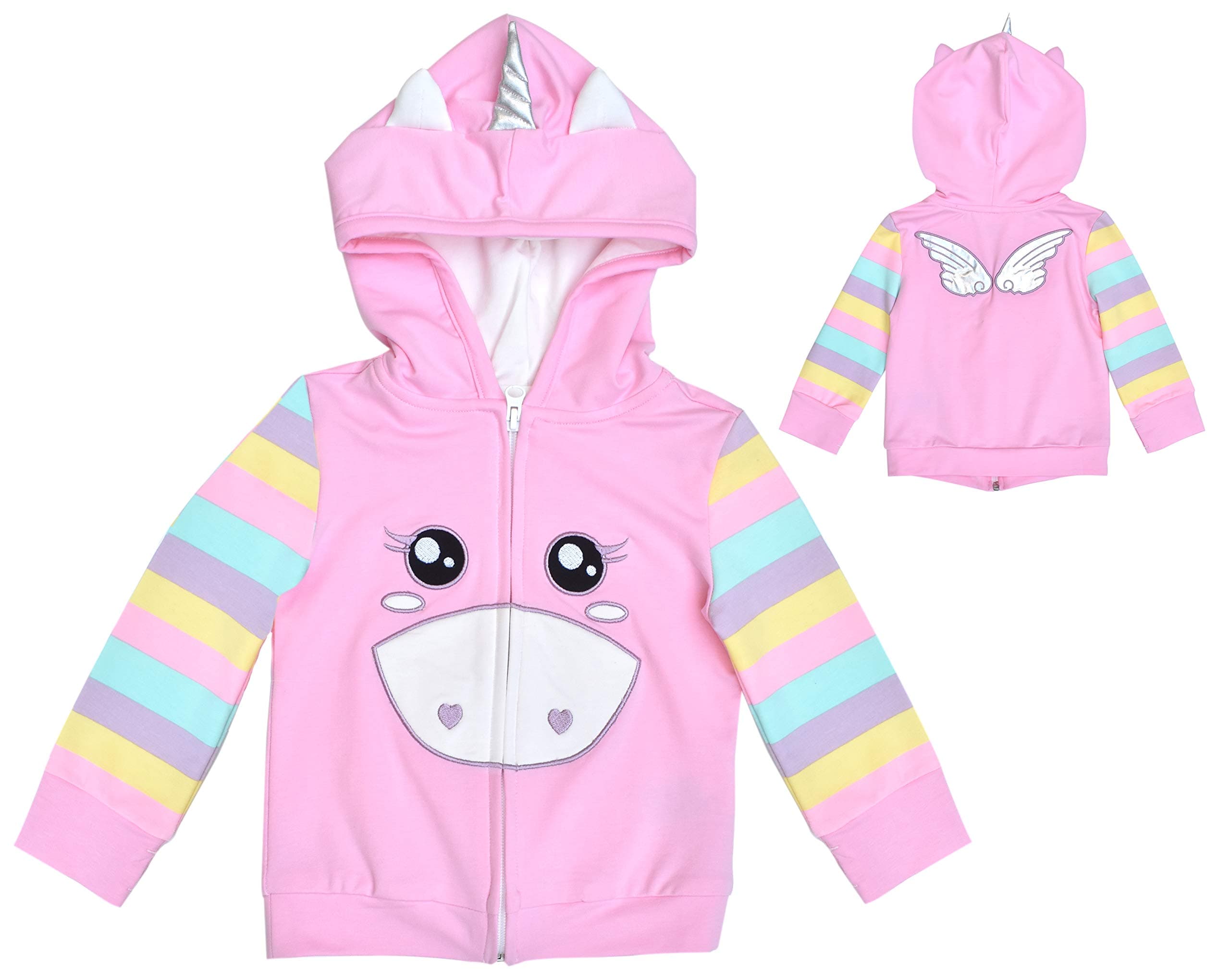 Girls' Stretch French Terry Full-Zip Animal Hoodied Jacket (Unicorn (2 yr.), Unicorn)