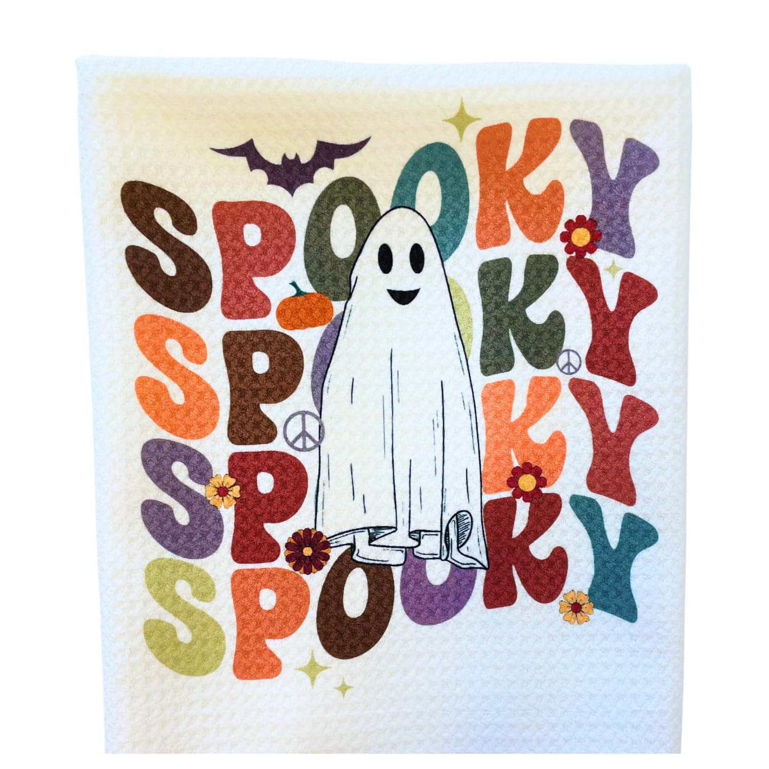 Mary B Decorative Art MB Spooky Ghost Halloween Waffle Weave Kitchen Towel