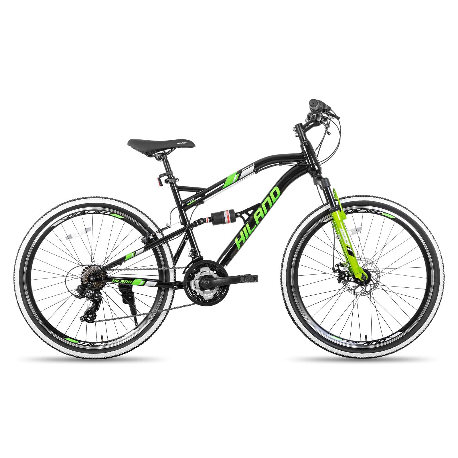 Hiland 26 Inch Mountain Bike Full-Suspension 21 Speeds Drivetrain MTB Bicycle