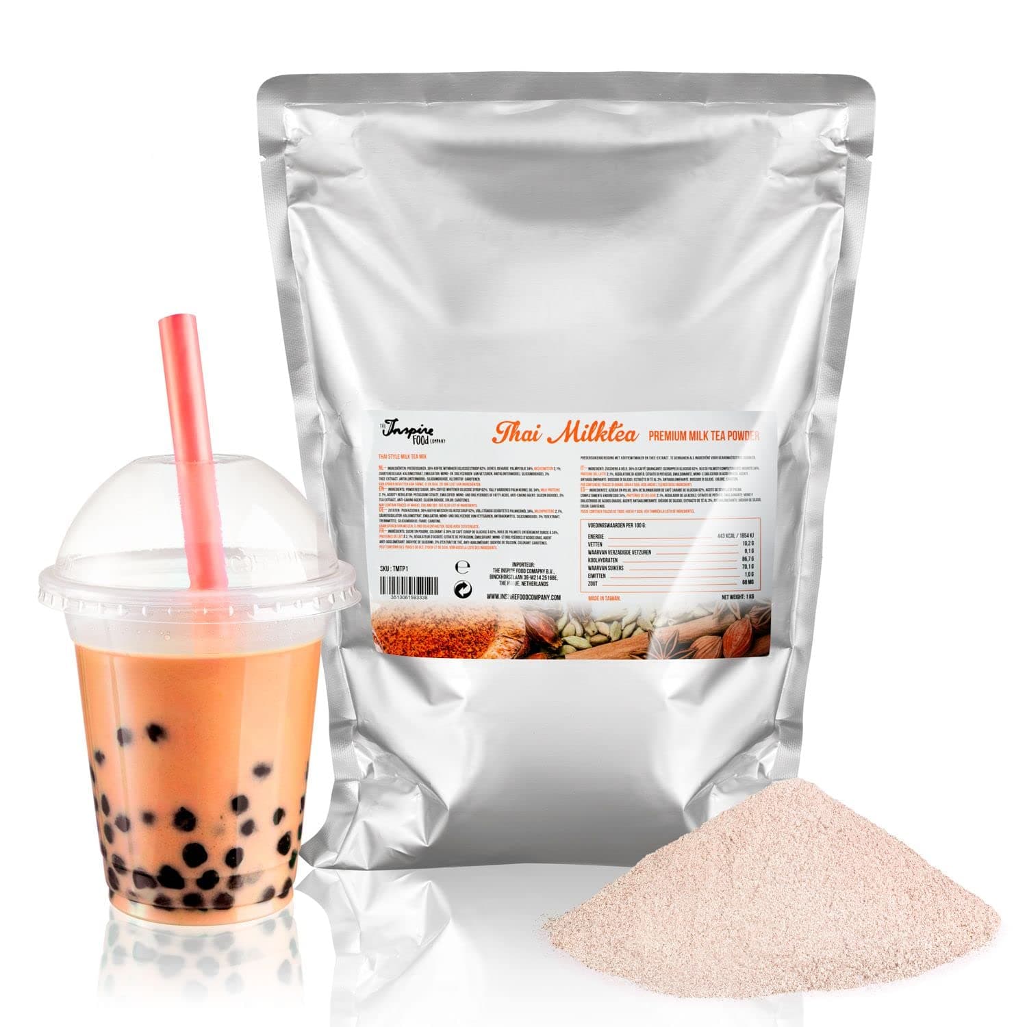 Inspire Food Premium Bubble Tea Thai Milk Tea Powder - 2.2 lbs (1 kg) | Authentic Thai Tea Bubble Boba Tea Mix Powder | Ingredients With No Artificial Colors | Resto Style Thai Bubble Tea At Home