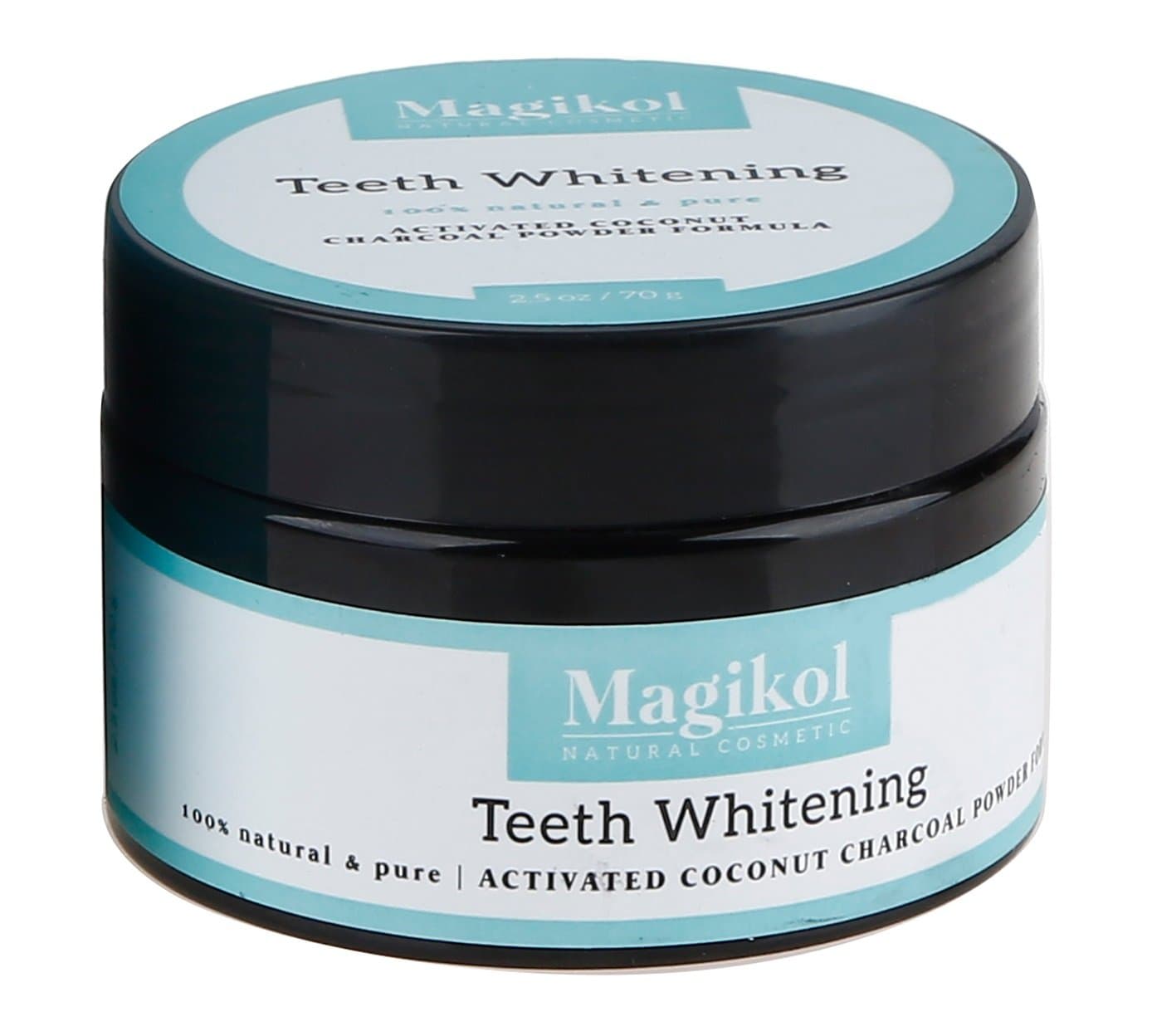 Magikol Teeth Whitening Activated Coconut Charcoal Powder | 100% Pure & Natural Active Whitener | Prime Organic Wow Ingredients- No Fluoride | Better than Gel, Strips,Toothpaste | Extra Large 70g