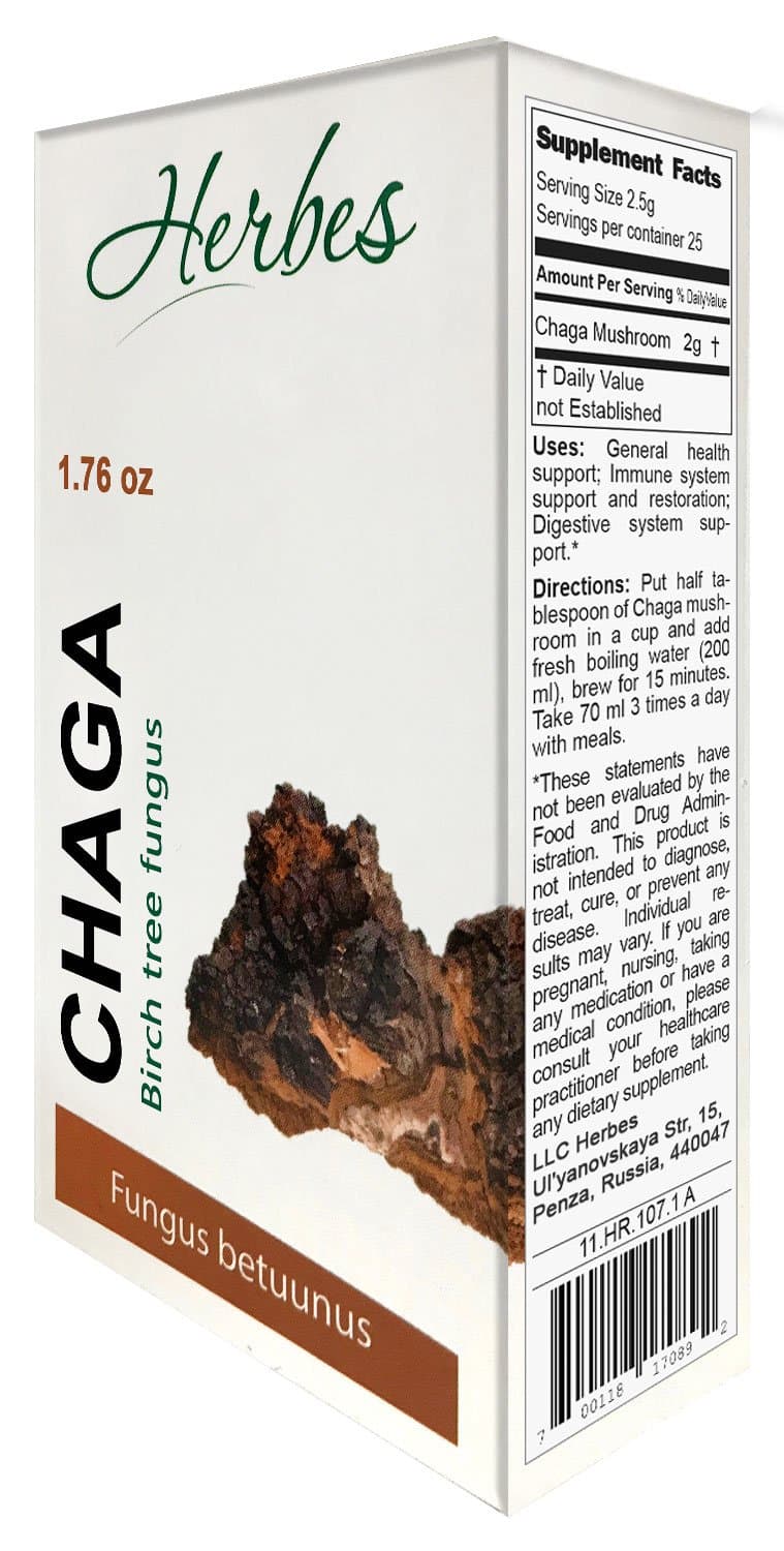Siberian Wild Harvested Chaga Mushroom Dried 50g/1.8 Oz