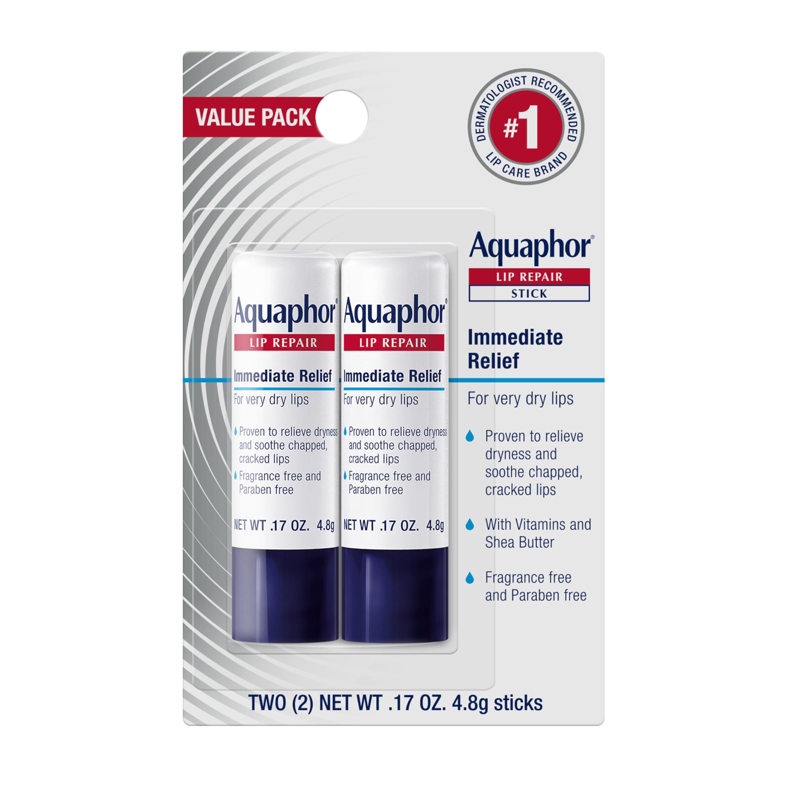 Lip Repair Stick - Soothes Dry Chapped Lips - Two(2) .17 Oz Sticks, Multi