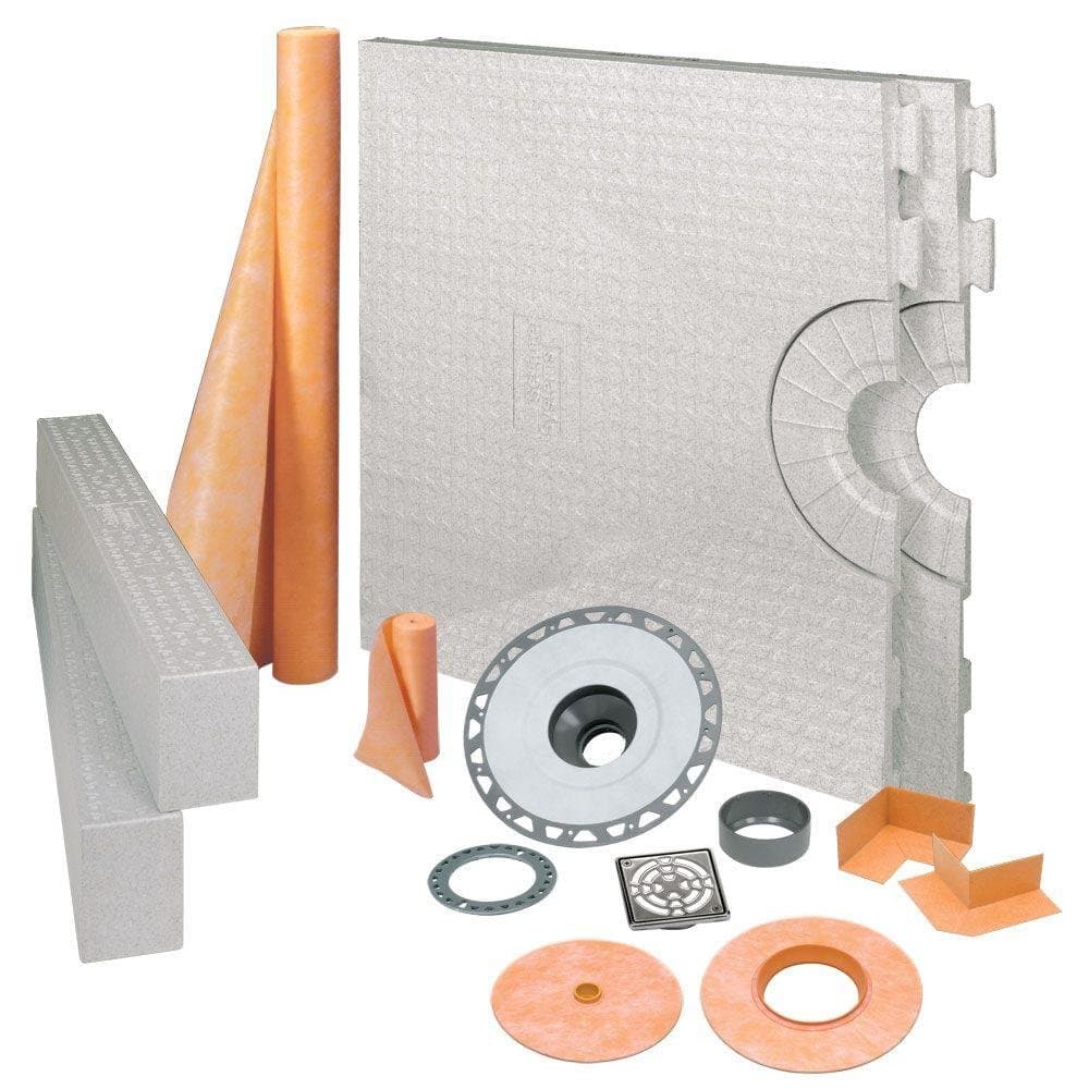 Schluter Kerdi 32-Inch X 60-Inch Shower Kit with Center Stainless Steel PVC Drain