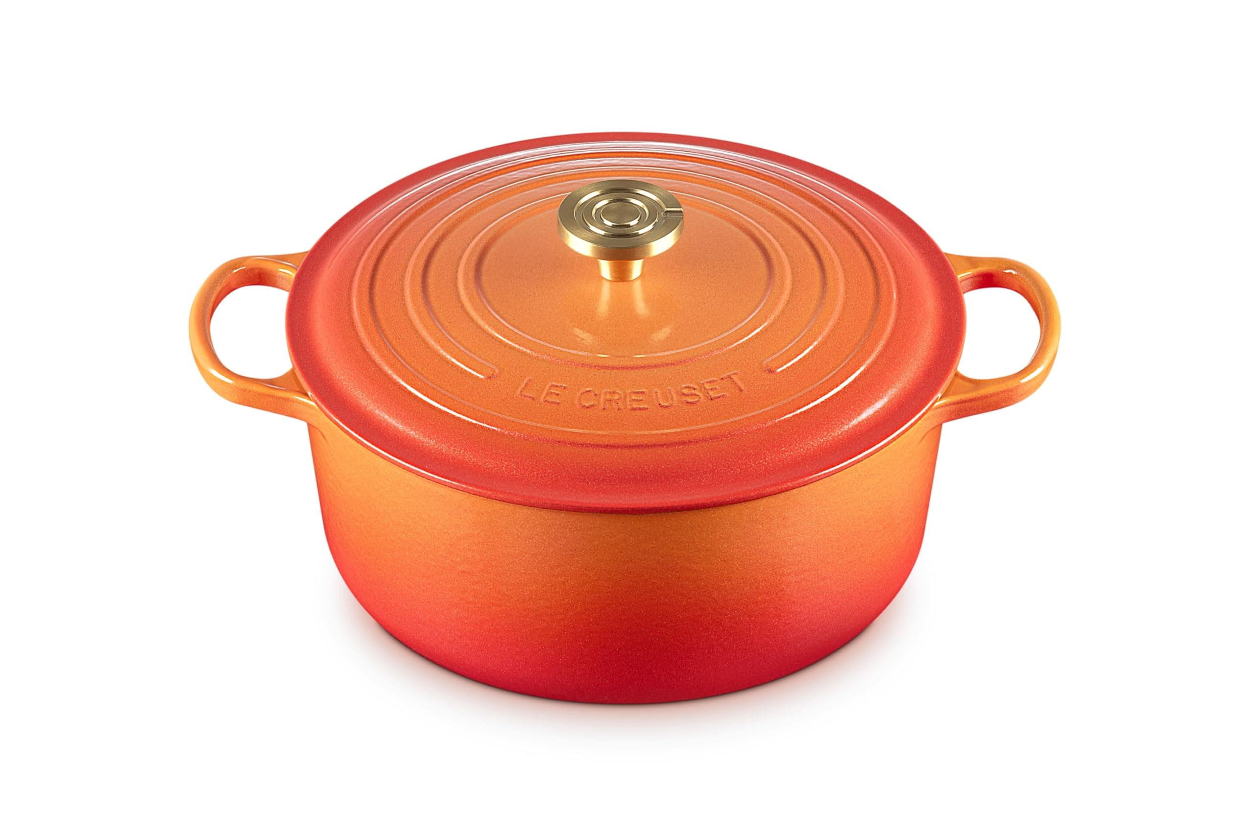 Le Creuset エナメル鋳鉄シグネチャーラウンドダッチオーブン 7.25クォート Flamme Doree るつぼノブ付き