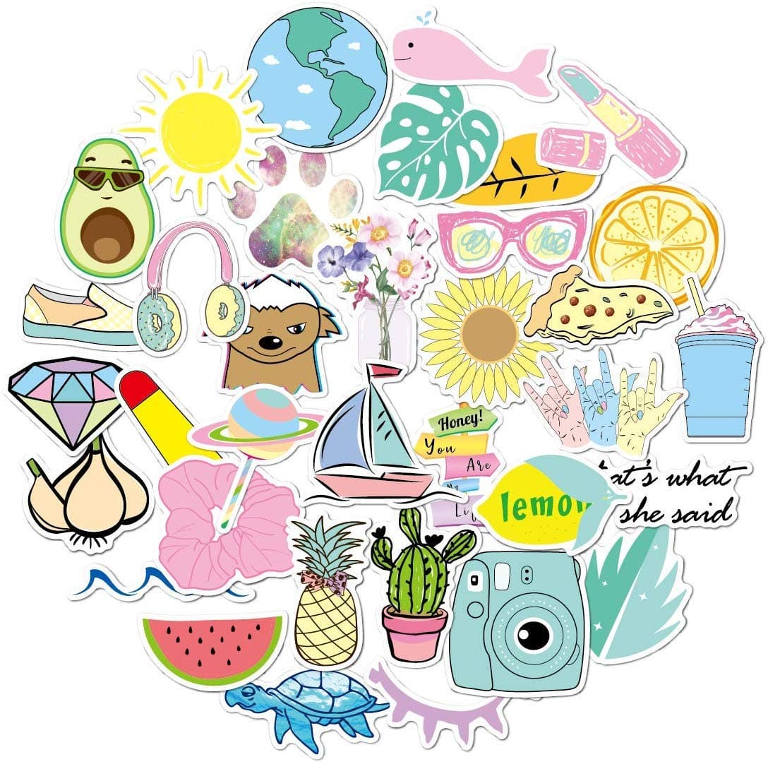 Cute Vsco Stickers for Water Bottle 35 Pack, Laptop Sticker for Teens Girls, Lovely Trendy Vinyl Decal Water Bottle Skateboard Outdoor Phone Case, Holiday Kids Decorations Gift Idea