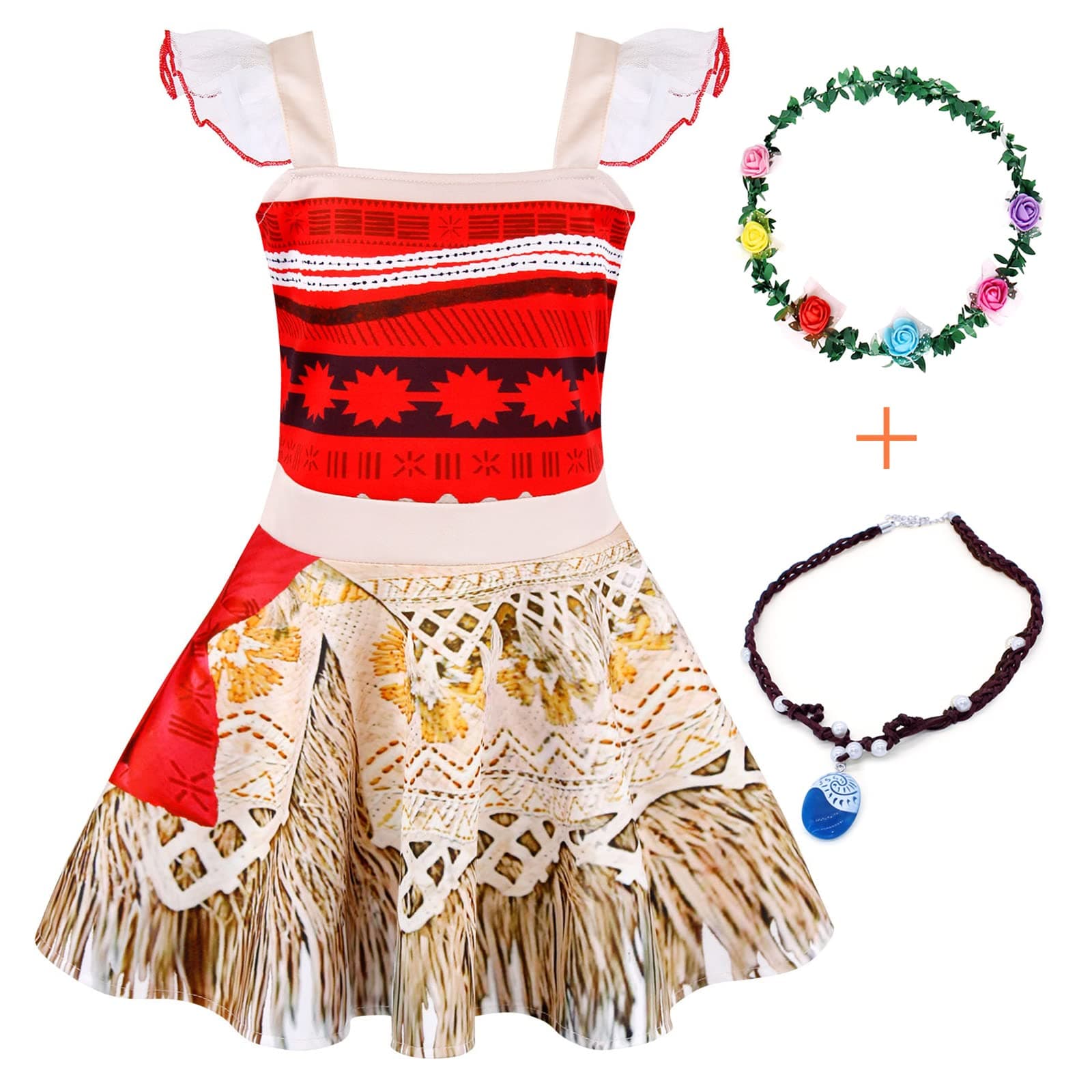 AmzBarleyGirls Halloween Party Outfits Princess Dress up Lace Sleeveless Christmas Costume Cosplay Clothes with Accessories