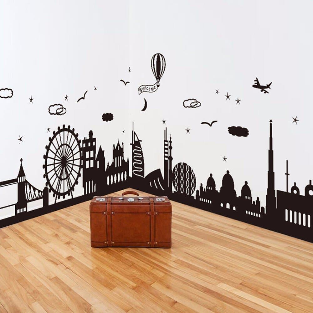 World map wall stickers stickers student dorms bedroom wall paper self-adhesive bedroom room background wall ornaments creative arts and crafts,British Dubai waistline