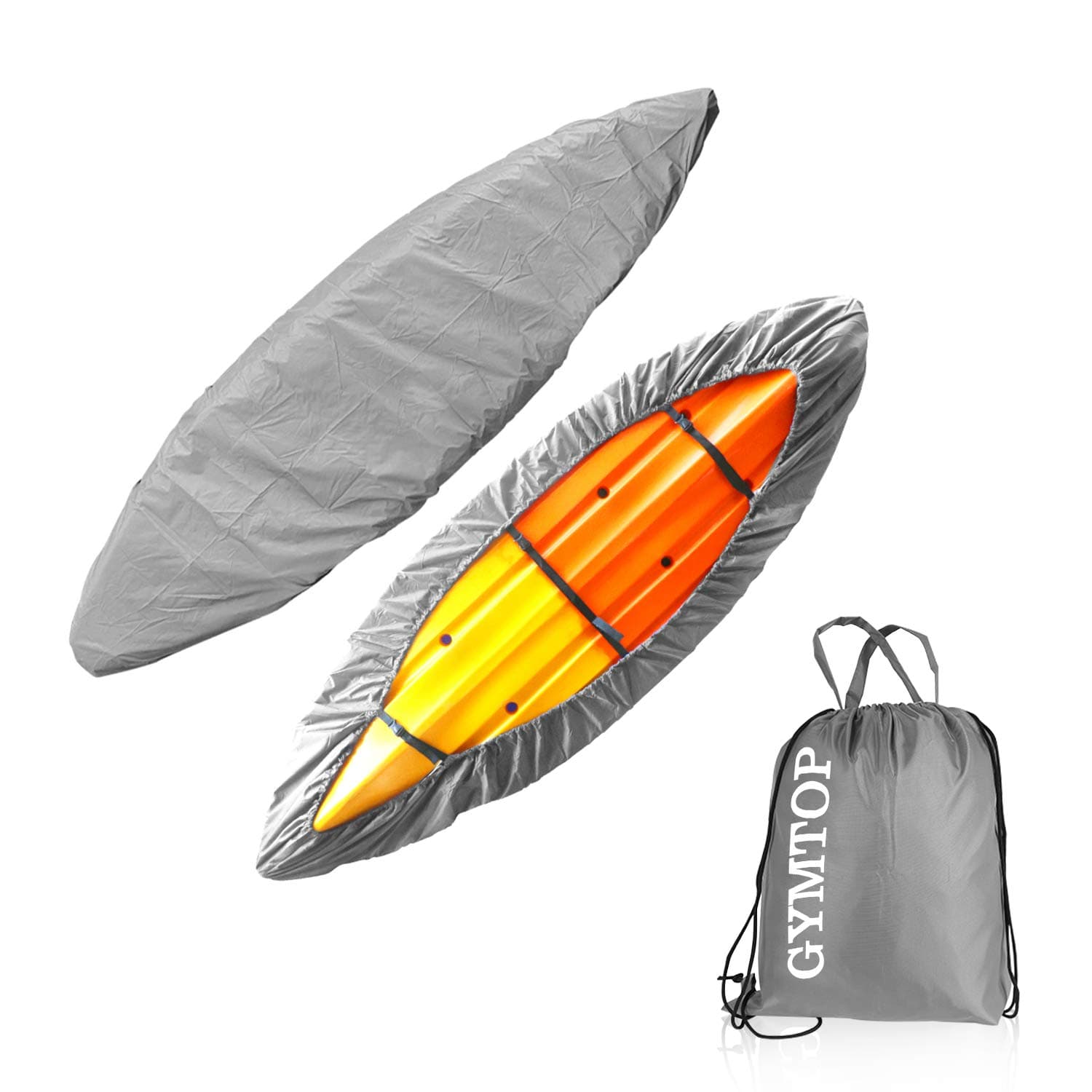 7.8-18ft Waterproof Kayak Canoe Cover-Storage Dust Cover UV Protection Sunblock Shield for Fishing Boat/Kayak/Canoe 7 Sizes [Choose Color] (Gray(Upgraded), Suitable for 12.3-13.5ft Kayak)