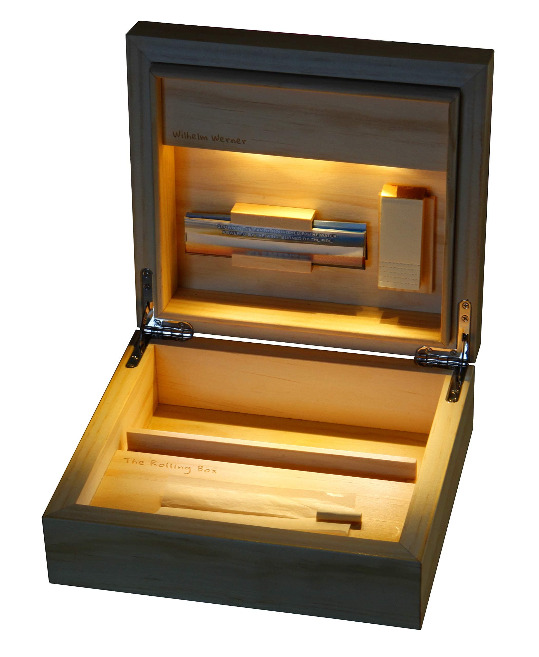 The Rolling Box Italian Stone Pine 210 - The stash box with LED lights