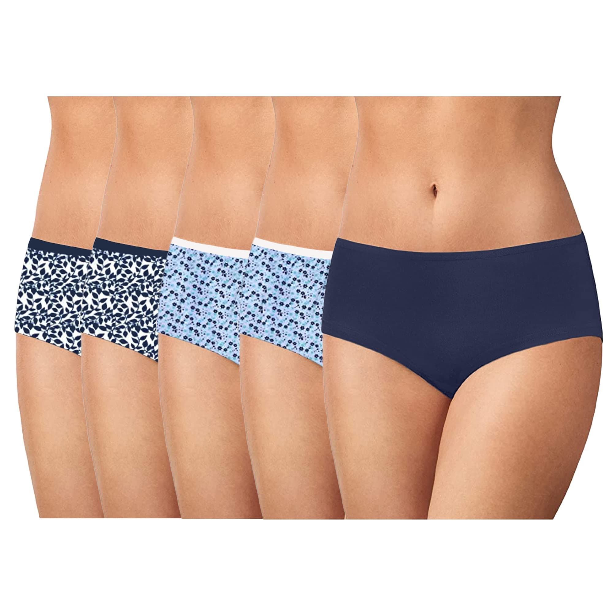 real - German Quality Organic Cotton Women's Panty Slip 5 Pcs Pack (Navy Blue Collection, S)