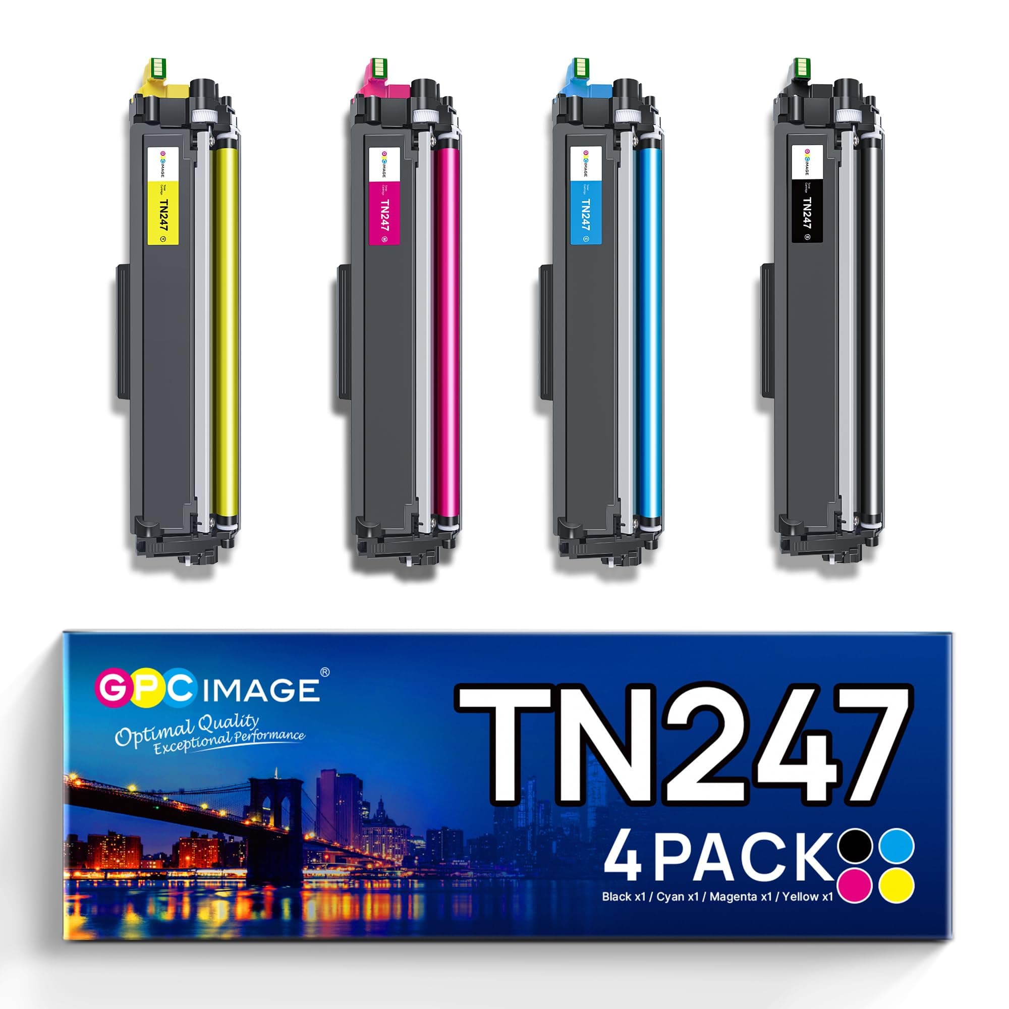 GPC Image Toner Cartridges Replacement for Brother TN247 TN243 Compatible with L3210CW L3230CDW L3270CDW L3710CW L3730CDN L3750CDW L3770CDW L3510CDW L3517CDW L3550CDW(Black Cyan Magenta Yellow,4-Pack)