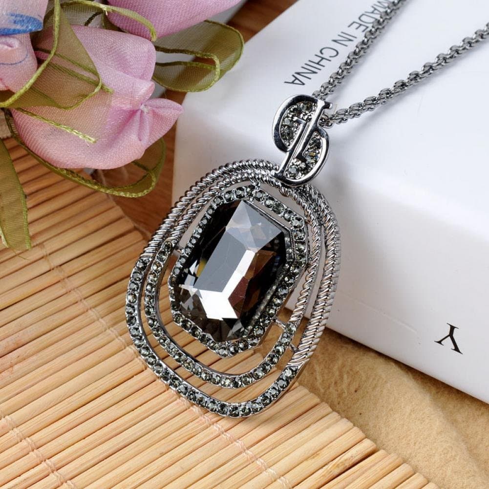 Korean fashion double D English alphabet Necklace long sweater chain alloy diamond Teardrop Shaped Pendant Necklace Jewelry