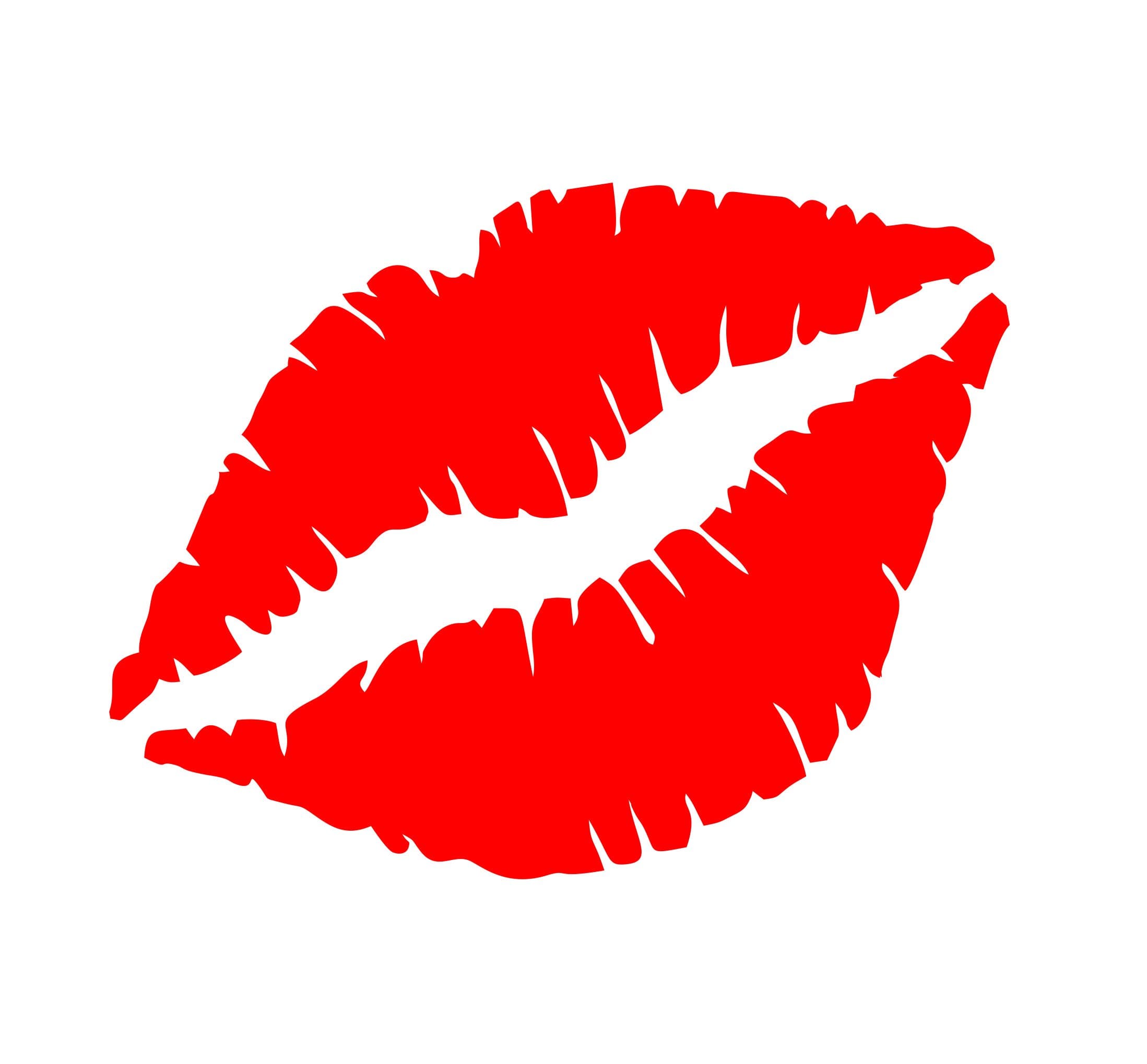KISS MARK LIPS 5.75 X 4.45 RED CUTE FOR CARS, TRUCKS, WINDOWS VANITY MIRRORS AND MORE.