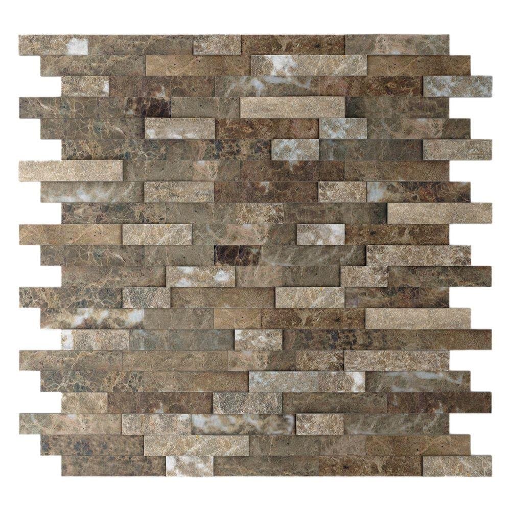 Inoxia Speedtiles 3579844 Bengal Brown 11.77 In. X 11.57 In. X 8 Mm Stone Self-Adhesive Wall Mosaic Tile (11.4 Sq. Ft. / Case)