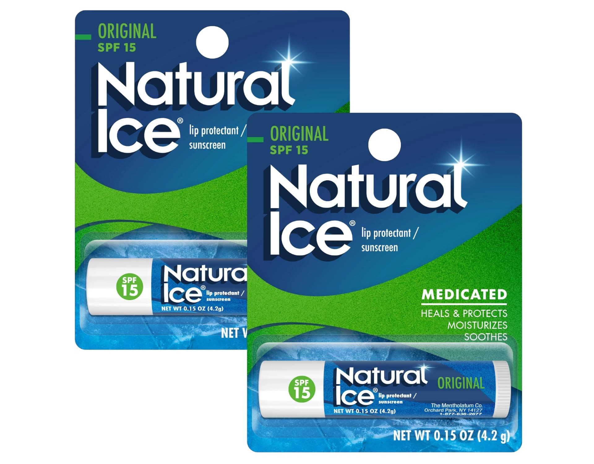 Mentholatum Natural Ice Lip Balm Original SPF 15 1 Each ( Pack of 2)