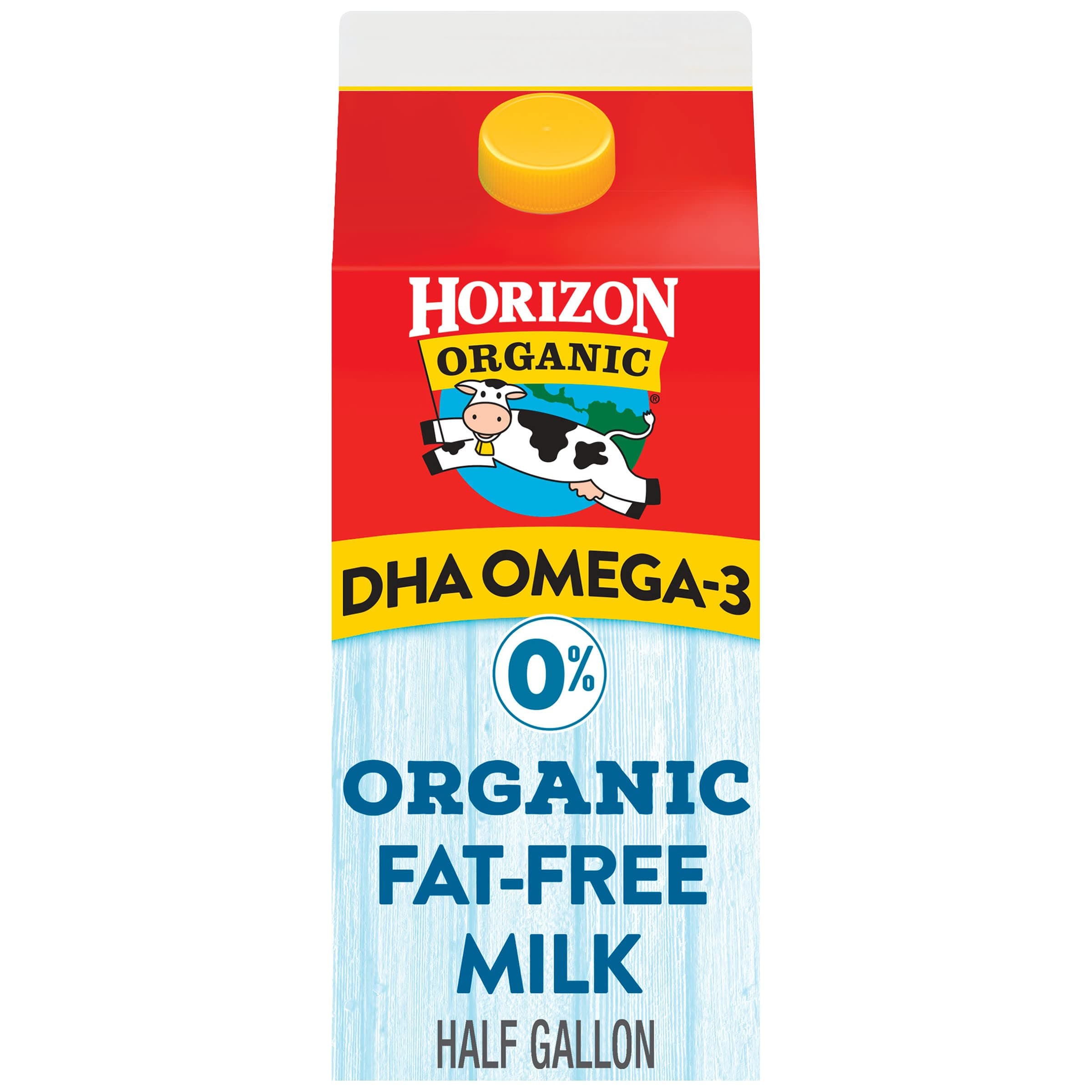 Horizon Organic 0% Fat-Free Milk with DHA Omega-3, 64 Fl Oz, Half Gallon Carton