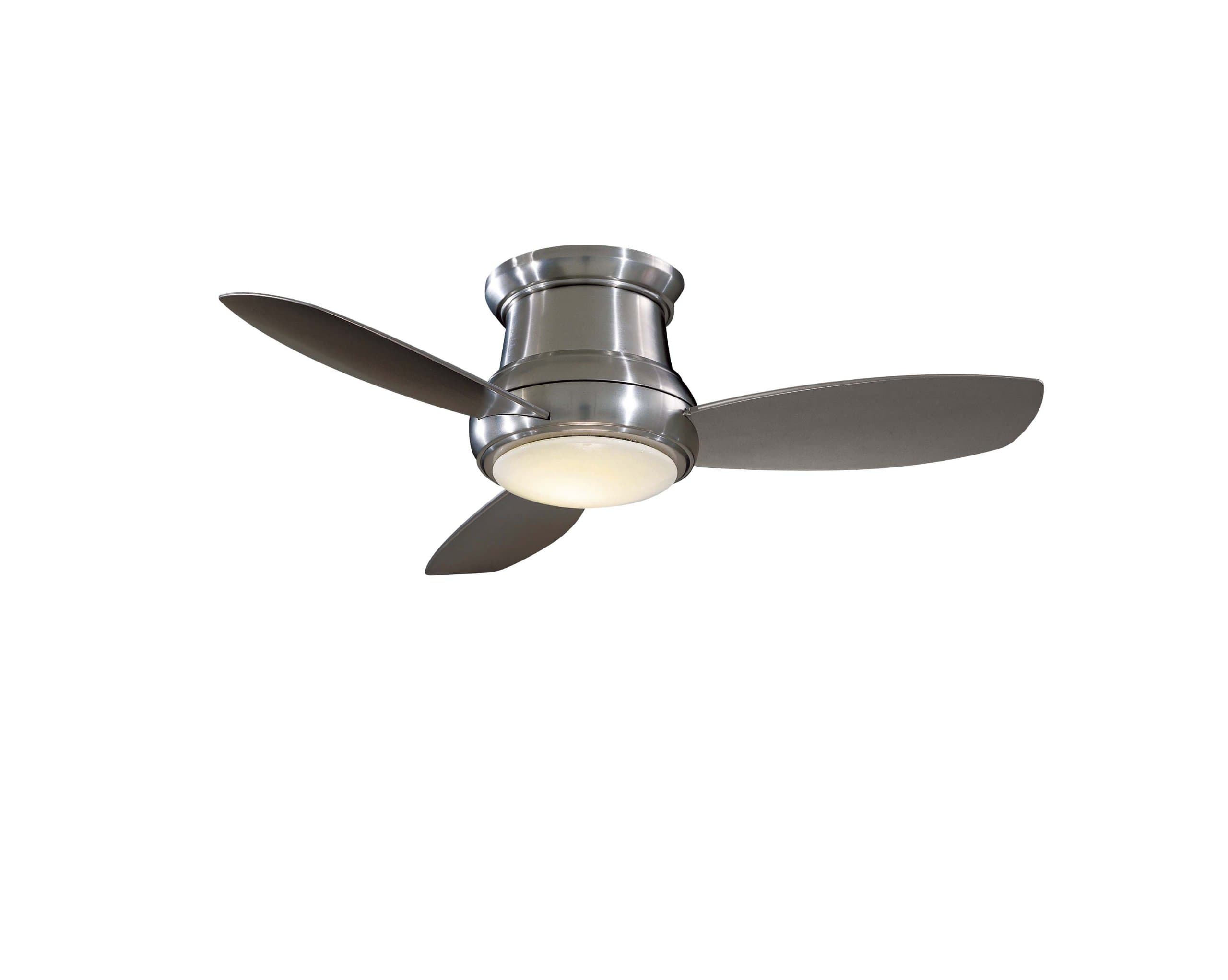 Minka Group Company F518-BN Flush Mount, 3 Silver / Pewter Blades Ceiling fan with 100 watts light, Brushed Nickel