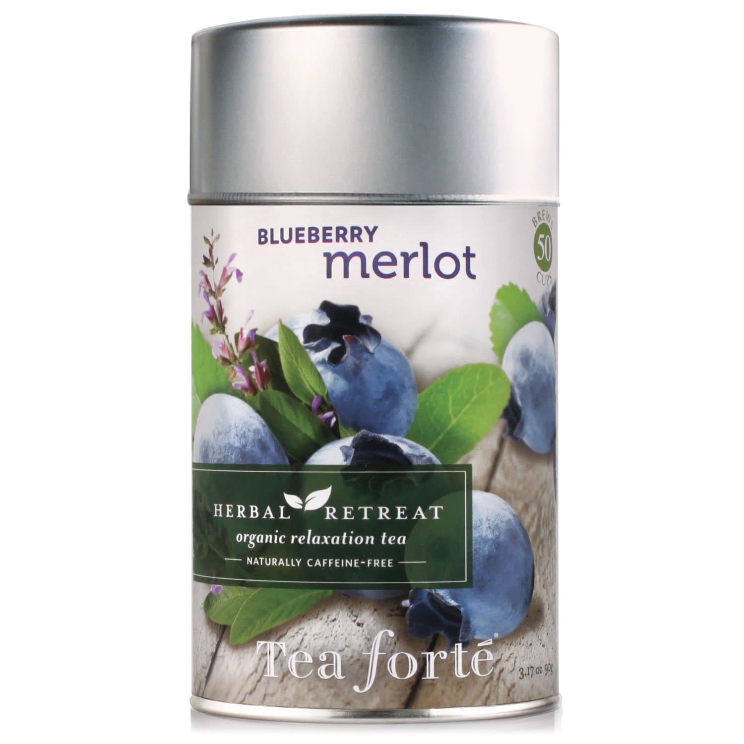Tea Forte Herbal Retreat BLUEBERRY MERLOT Loose Leaf Organic Herbal Tea, 3.17 Ounce Tea Tin