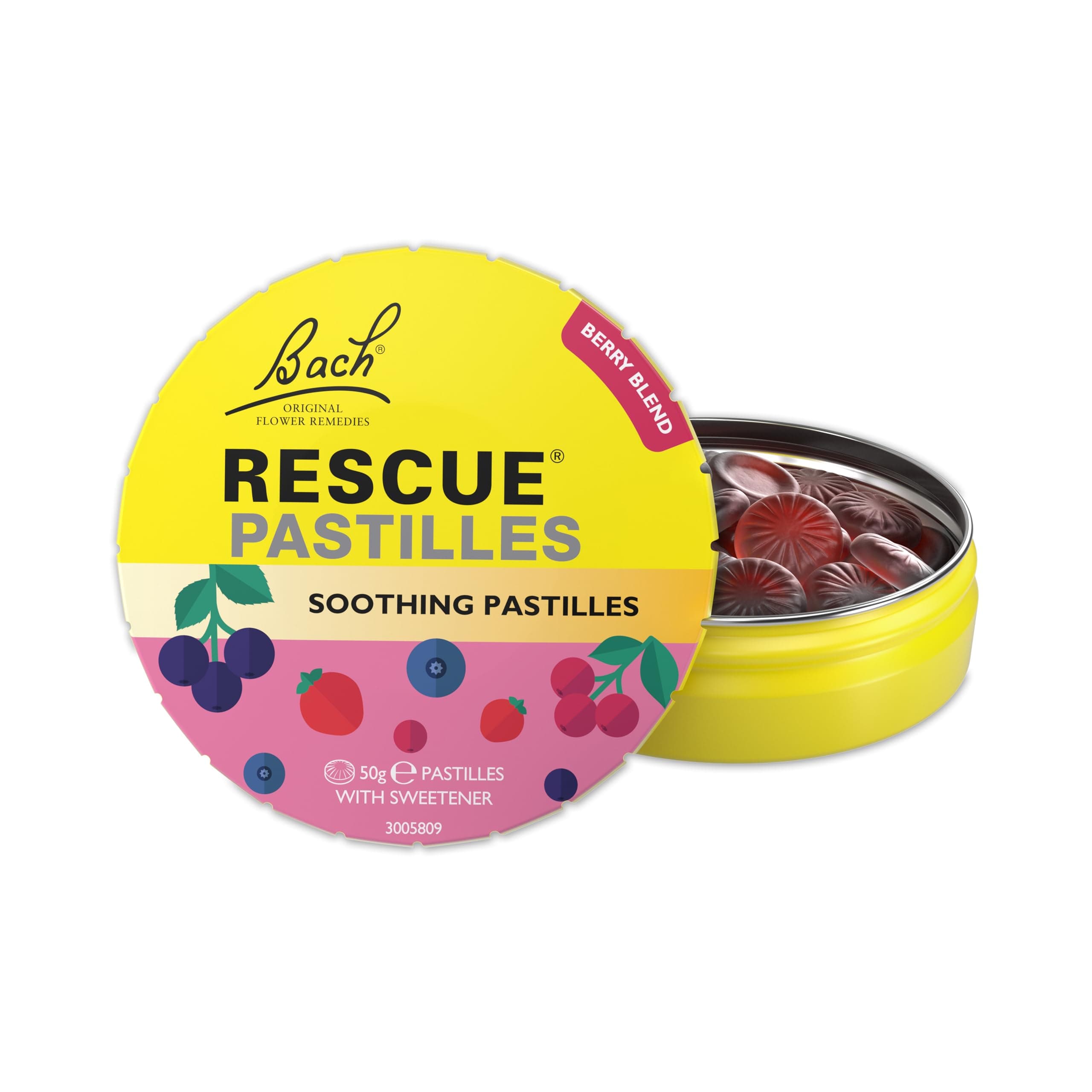– Remedy Pastilles | Mixed Berry Flavoured | Daily Support for Stressful Moments | Bach Original Flower Essences | Chewable Pastilles | 50g Travel Tin