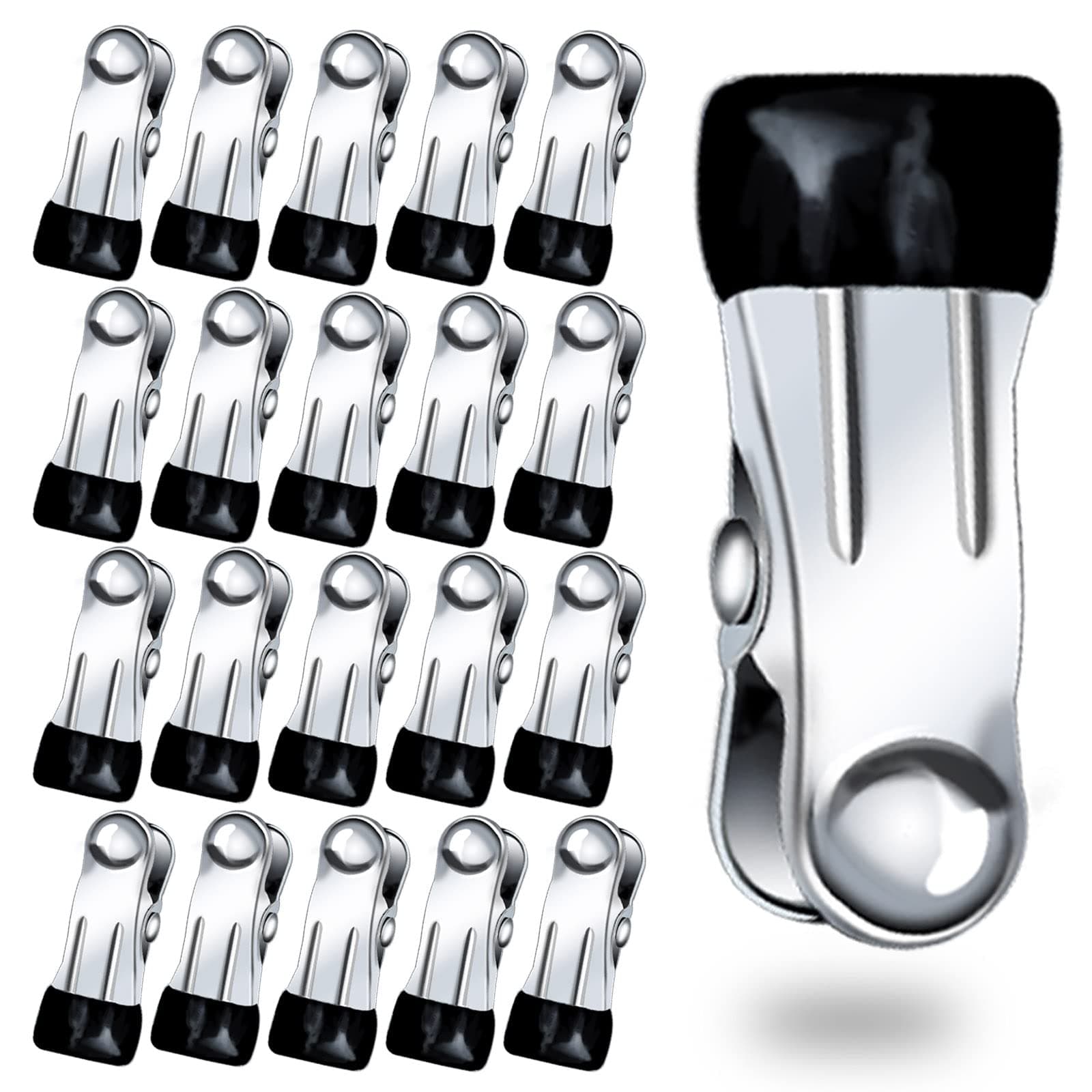 30 Pack Heavy Duty Clothes Pins for Hanging Clothes,Stainless Steel Strong Clips for Clothes,Crafts,Beach Towel,Sock,Fabric,Utility Clips Drying Pegs Clamp for Outdoor Clothesline Clips (Black)