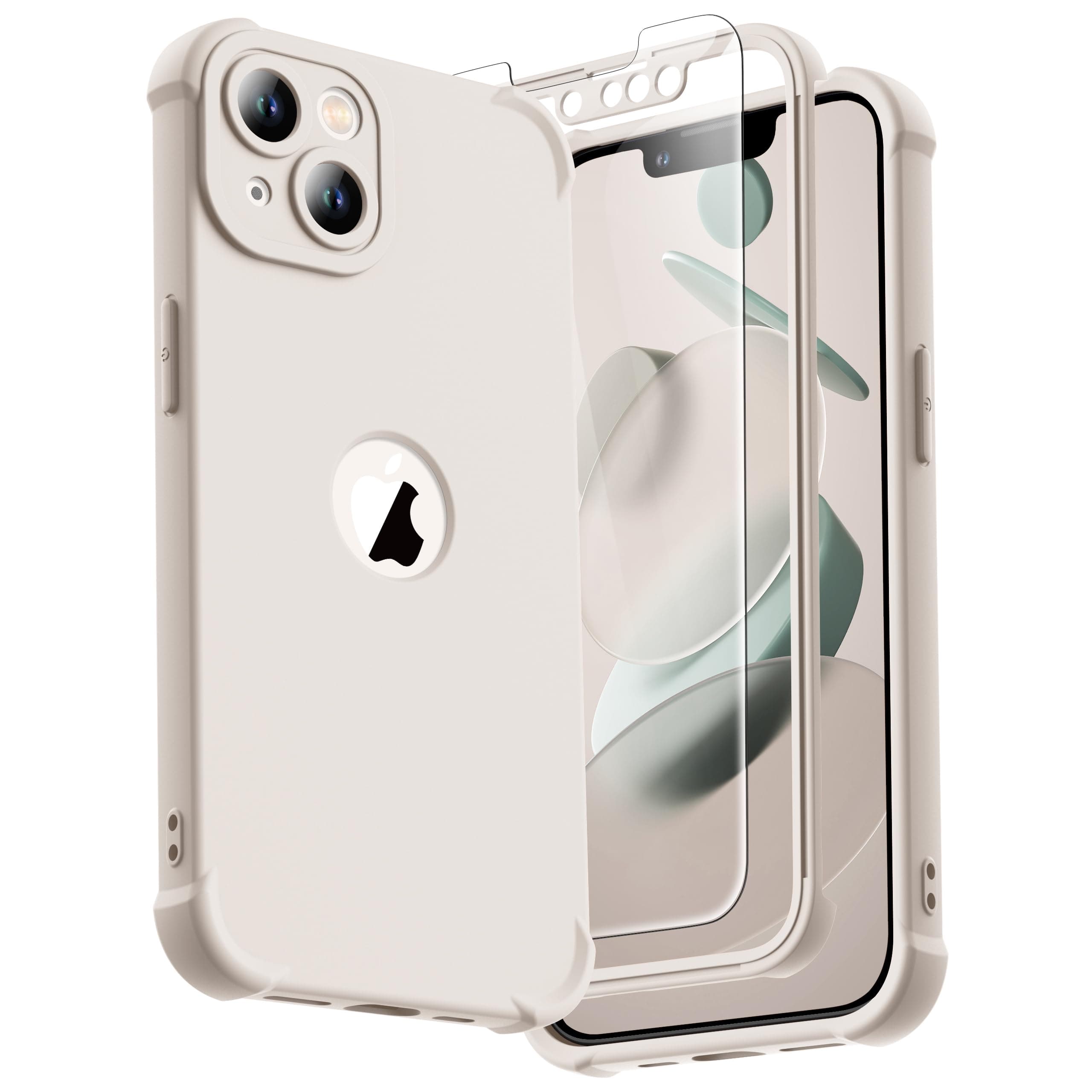 ORETECH for iPhone 13 Case, with [2 Screen Protectors] [15 Ft Military Grade Drop Test] [Camera Protection] 360° Full Body Shockproof Slim Thin Phone Case iPhone 13 Cover 6.1" White Stone