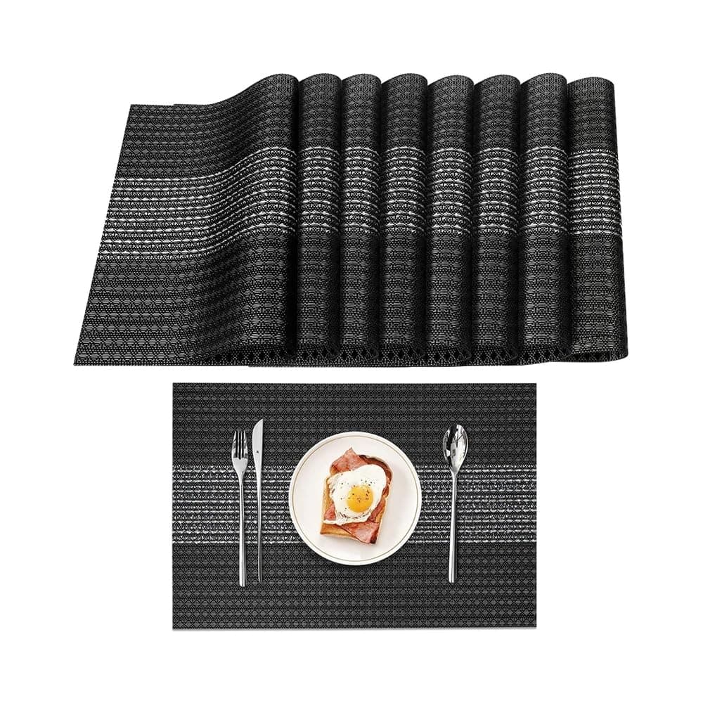 Home-Brand Home Non-Slip Crossweave Woven Vinyl Insulation Place Mat - 30 x 45 cm - Heat-Resistant, Easy-to-Clean, Tabletop Placemat - Washable Table Mats for Home, Restaurants and Party Decoration