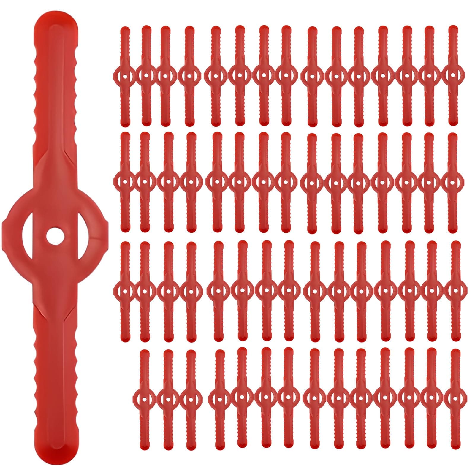 60 Pcs String Trimmer Head Blades Replace, Weed Eater Wacker Blades Plastic Replacement, Universal Weed Warrior Trimmer Head, Cutter Accessories for Grass Trimmer Lawn Mowers (Red)