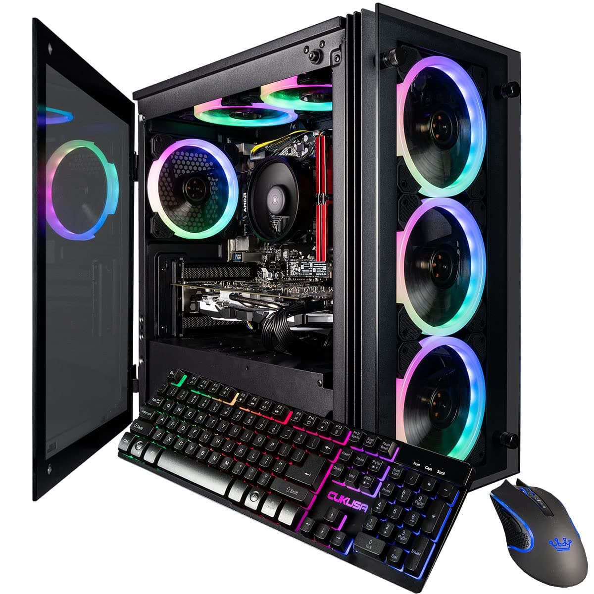 CUK Stratos Micro Gaming Desktop (AMD Ryzen 7 5800X, 32GB DDR4 RAM, 512GB NVMe SSD + 2TB HDD, NVIDIA GeForce RTX 2060 (> RTX 3050), AC WiFi, Windows 11H) Gamer PC Computer