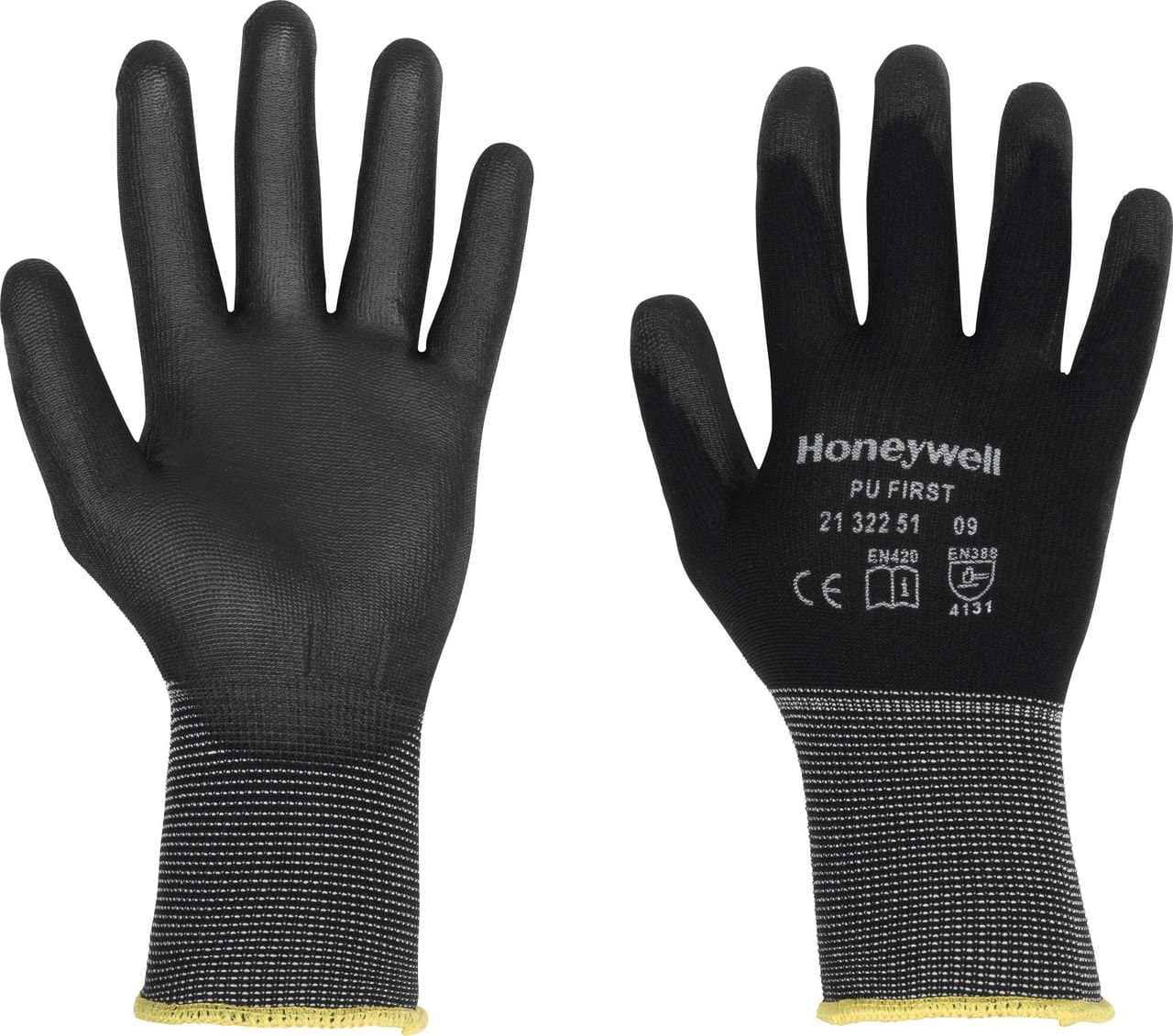 2132251 Vertigo Black PU C&G 1 Cut Protection Gloves, 100% Black Polyamide Knitted Gloves, 25 cm Length, Suited for Precision Work, Size 9, 2132251-09 (Pack of 10 Pairs)