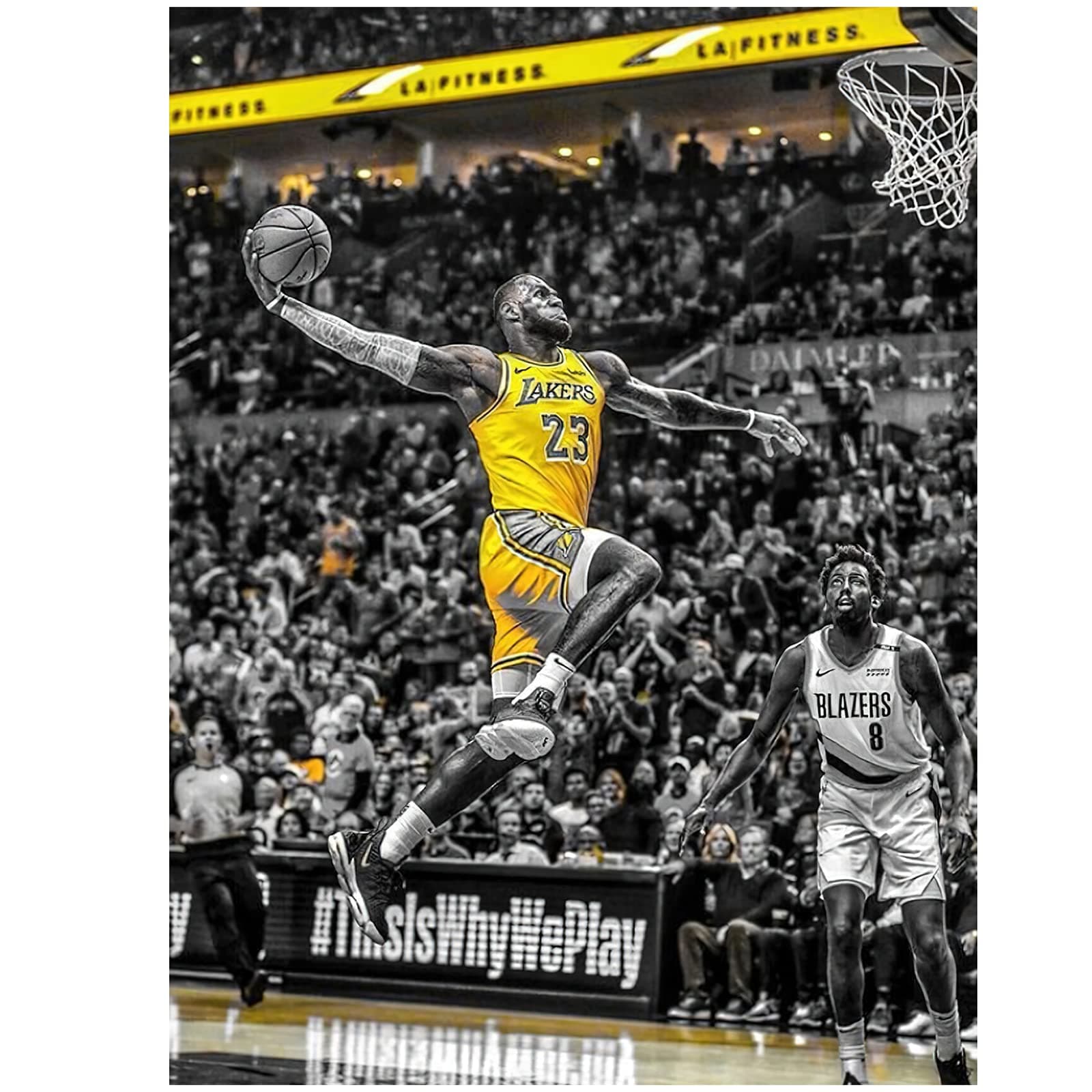 123 Life Lebron James Wall Art Canvas, Basketball Sports Superstar Theme Canvas Poster, LA Lakers Poster Wall Art Print, Lebron No Frame Artwork Fans Gift for Home Bedroom Wall Decor (12"x16",Lebron)