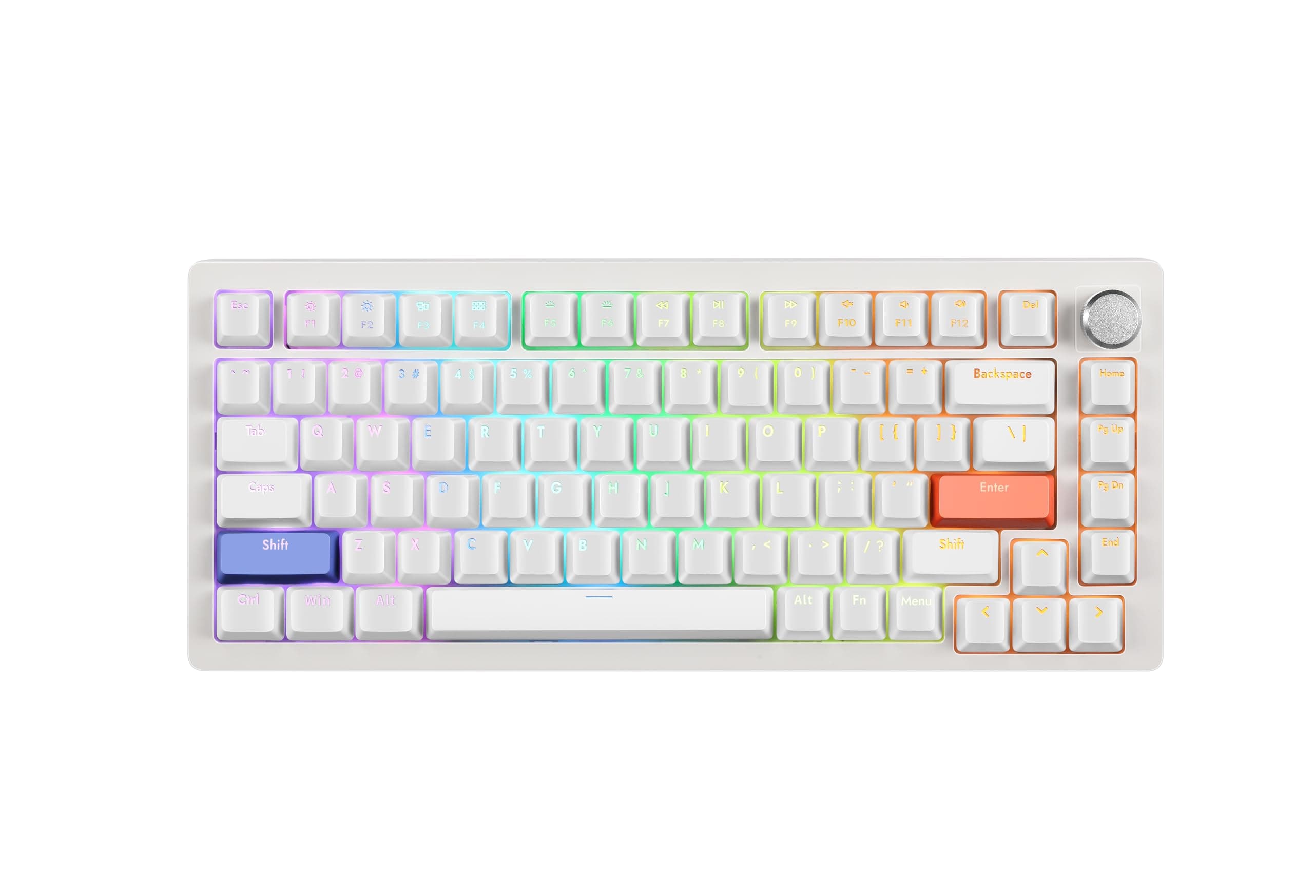DrunkDeer A75 Rapid Trigger Keyboard Mechanical TKL Gaming Magnetic Switch RGB Wired USB Compact 82 Keys with Knob Anti-Ghosting Spill Proof White