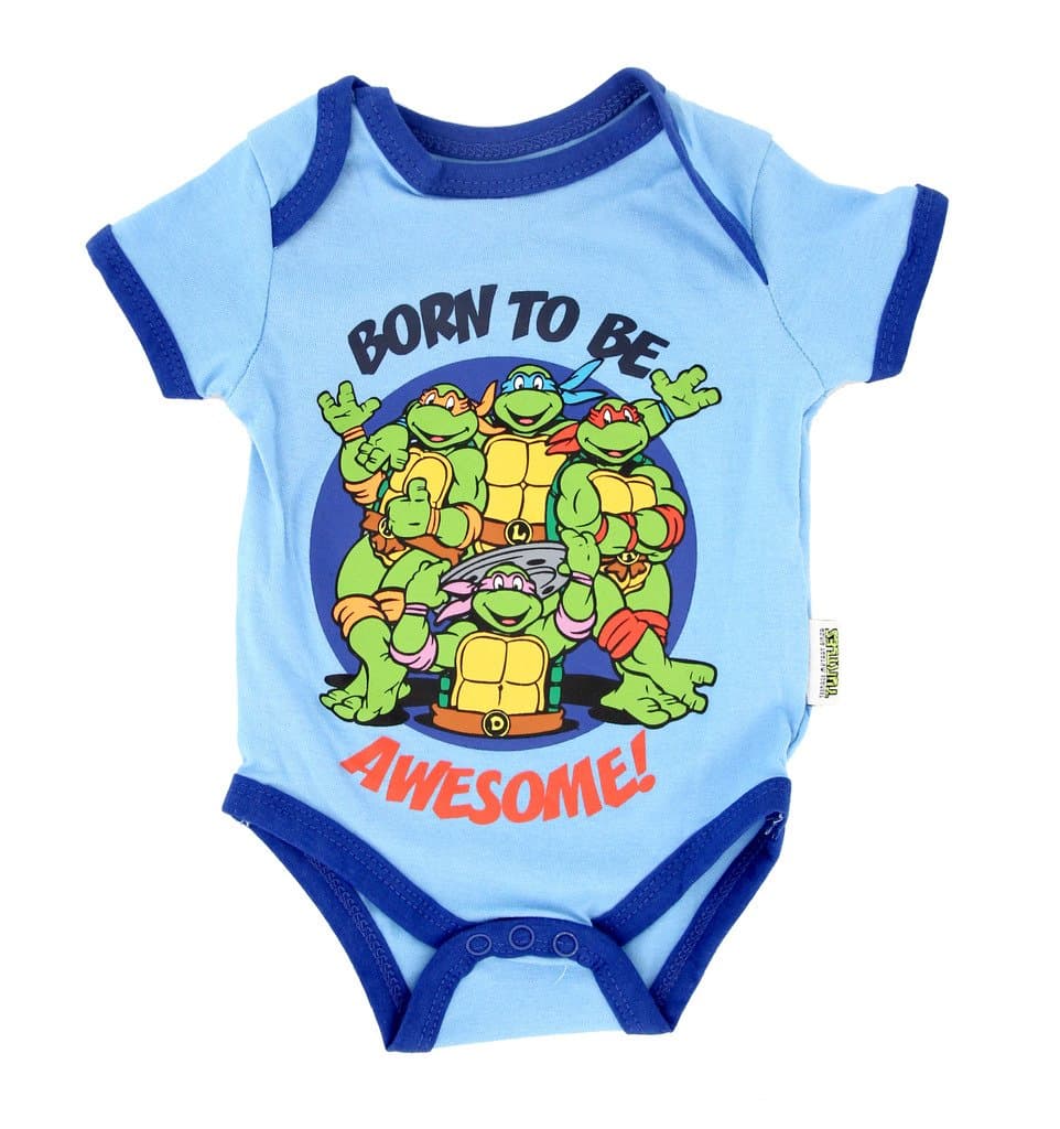 Teenage Mutant Ninja Turtles Born Awesome Blue Baby Onesie Romper (3-6 Months)