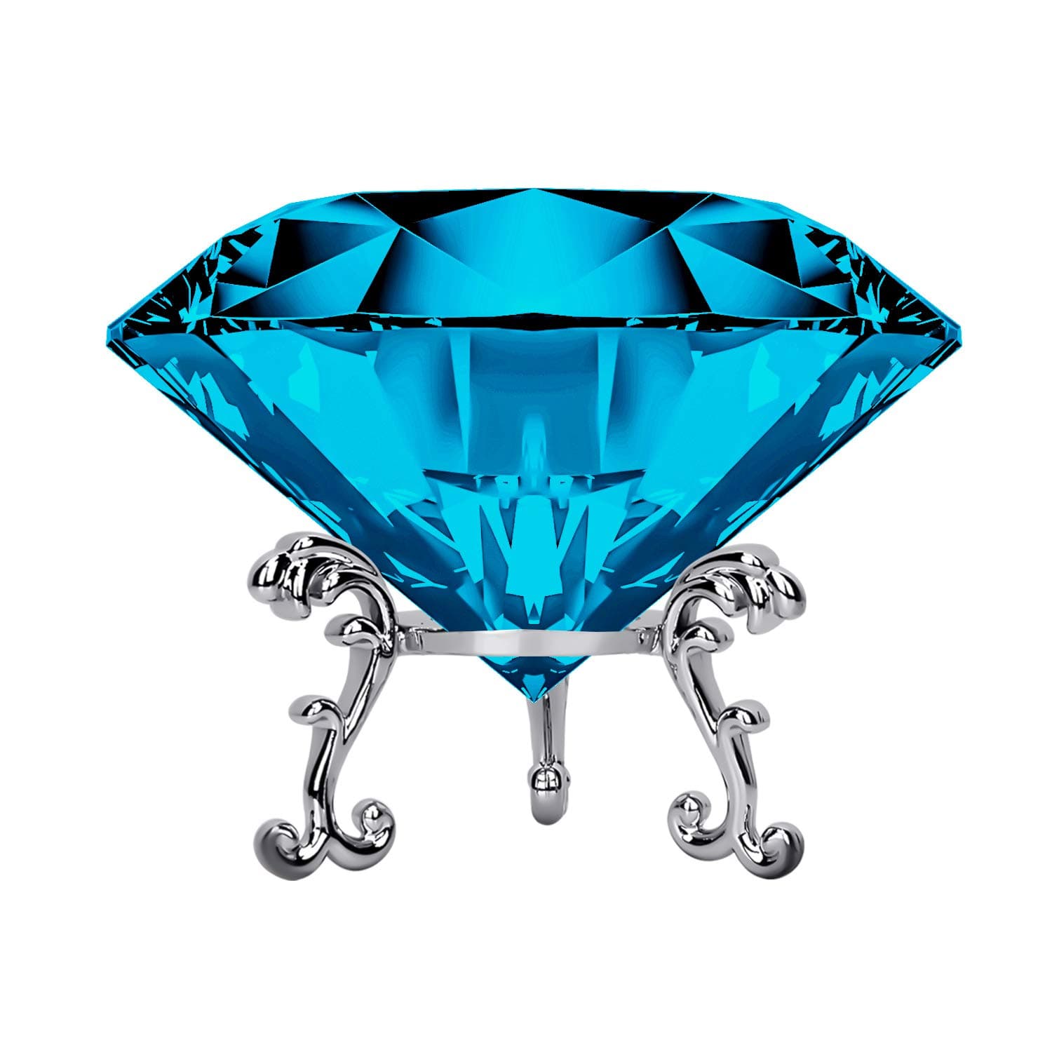 Adwikoso Large Crystal Diamond Paperweight with Stand Jewels Wedding Decorations Centerpieces Home Decor 3.15 inch (Light Blue)