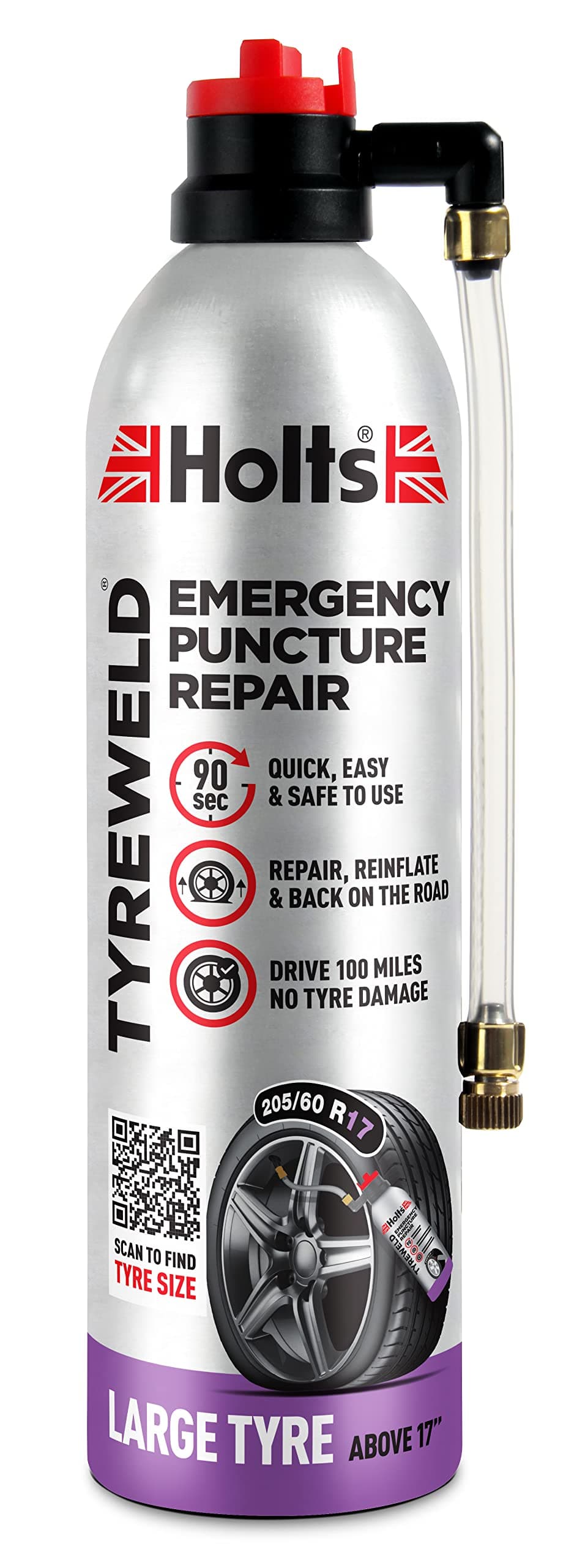 Holts Tyreweld Puncture Sealant 500ml, Emergency Tyre Repair Foam, Car Puncture Repair Kit Sealant to Get You Back On The Road, Quick Easy Flat Tyre Foam, Drive Up to 100 Miles, No Tools Needed.