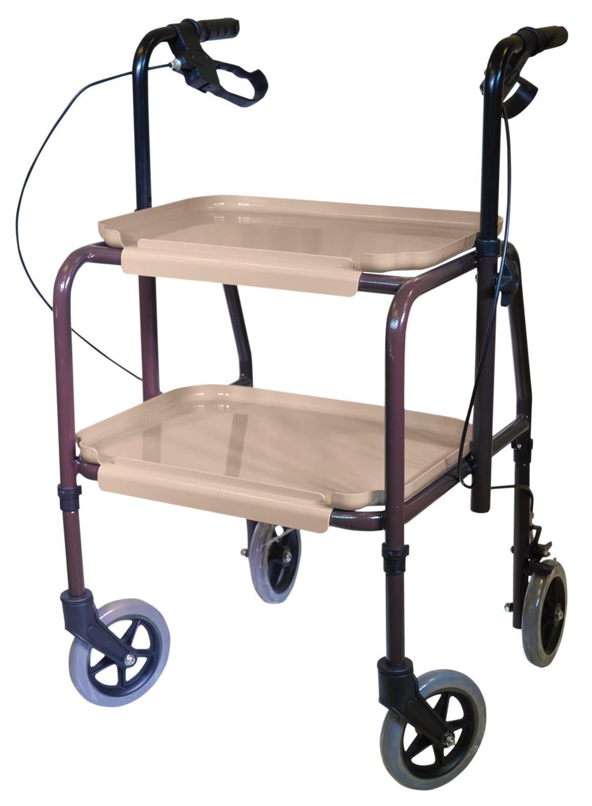 AidaptAidapt Sturdy Height Adjustable Strolley Trolley with Brakes. Easy Removable Trays. Ideal for Transferring Meals, Dinner, Tea etc. Brakes for Added Security