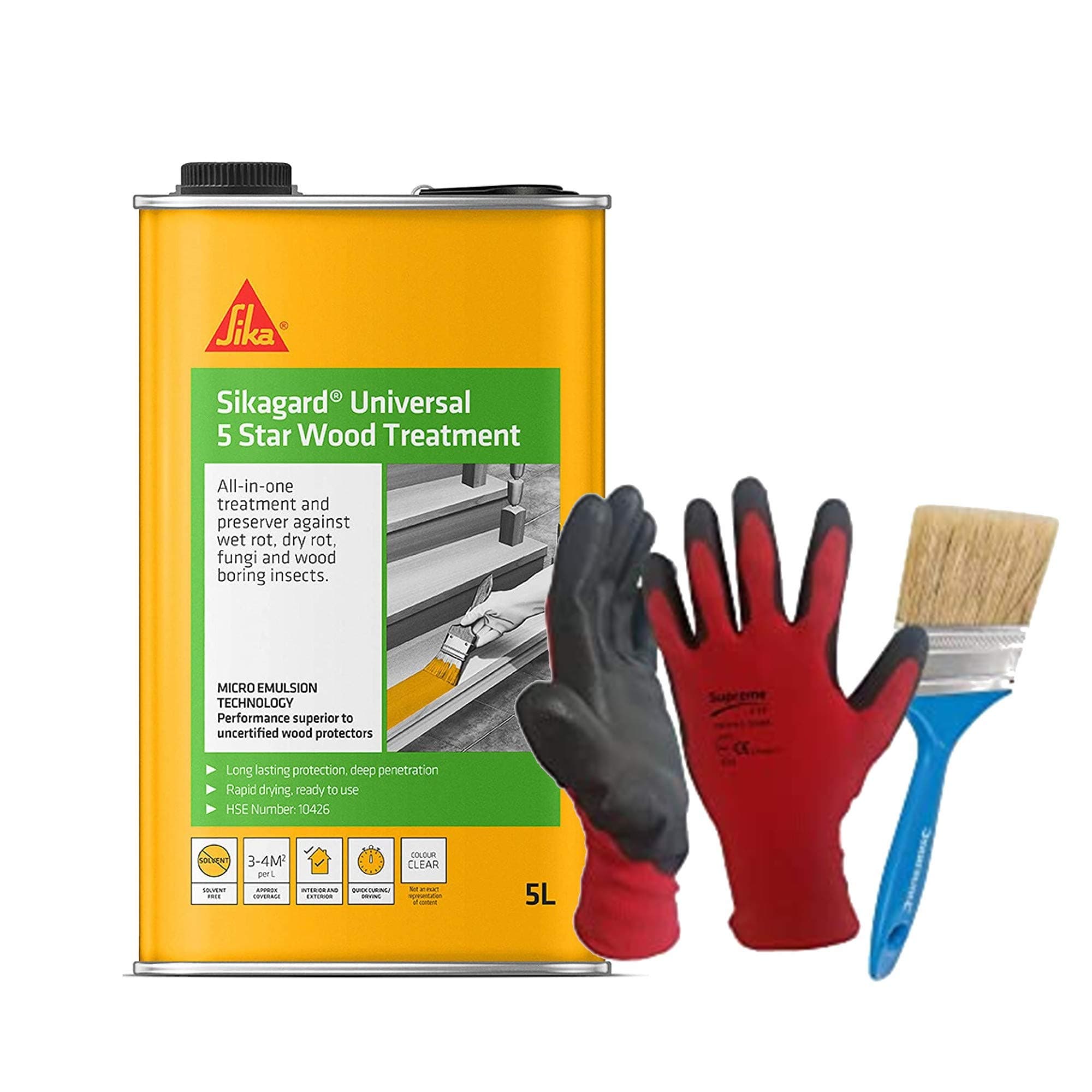 Nassboards, Sikagard Universal 5 Star Wood Treatment – All in One Treatment for Wet Rot, Dry Rot, and Wood Boring Insects – Multi Functional, Clear, Wood Treatment for Indoor and Outdoor Application