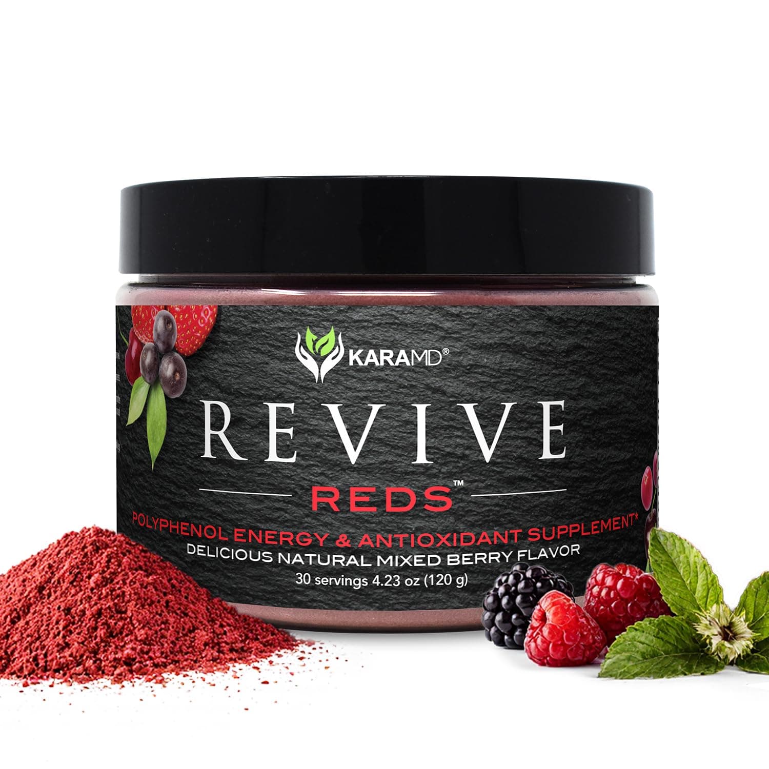 Revive Reds | Delicious Energy Boosting Concentrated Polyphenol Blend | Vegan Friendly, Gluten Free & Non-GMO Superfood Powder | Antioxidant Powder Containing Shilajit & Enzymes (30 Servings)