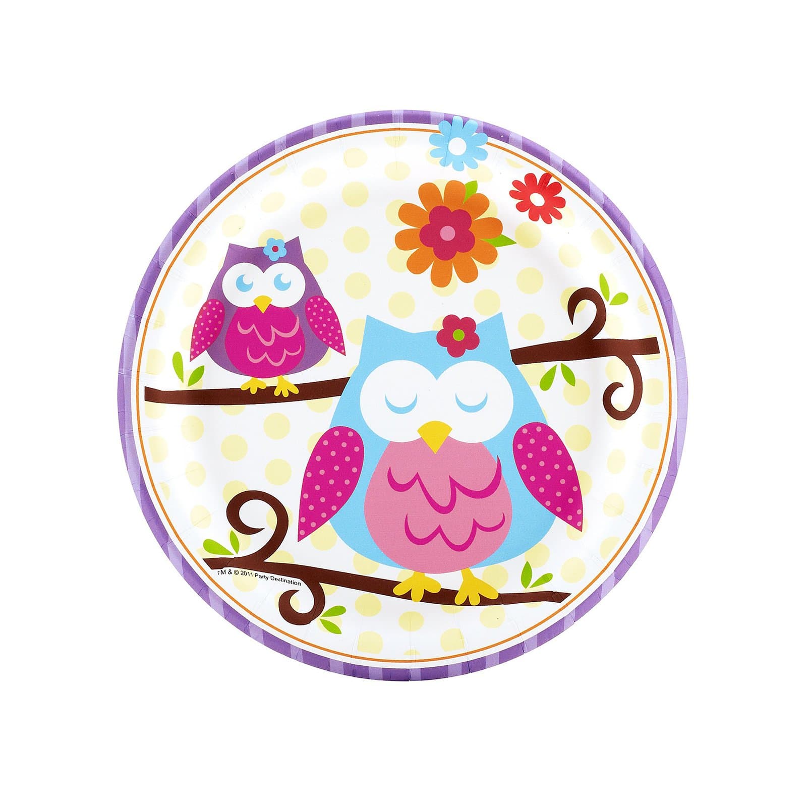 BirthdayExpress Owl Blossom Party Supplies - Dessert Plates (8)