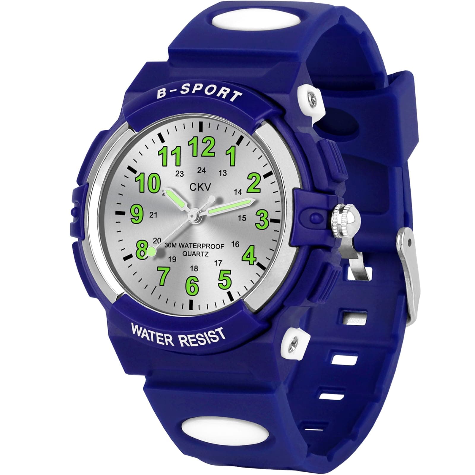 CKV Kids Watch for Boys Girls Ages 5-12, Waterproof Time Teacher Easy to Read Analog Sport Outdoor Children Watches with Soft Band for Kids