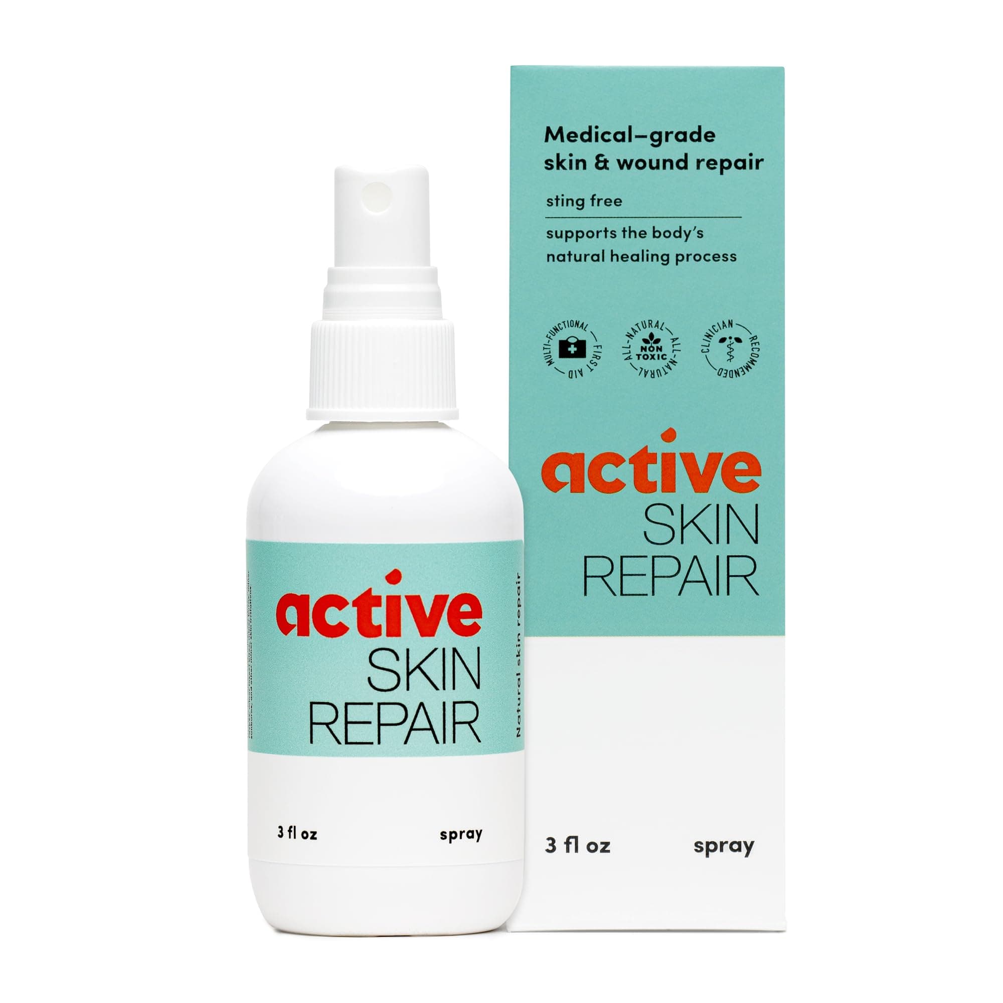 BLDG Active Skin Repair First Aid Healing Skin Spray - Natural & Non-Toxic with Hypochlorus Acid for Minor Cuts, Wounds, Scrapes, Rashes, Sunburns, & More, HSA/FSA Eligible, 3 oz