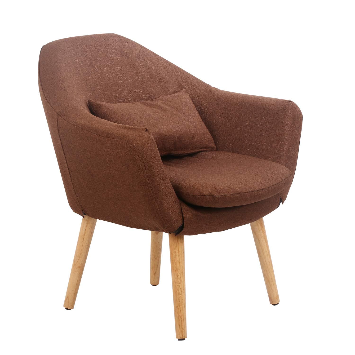 Glenmore Fabric Tub Chairs for Living Room Linen Armchair Occasional Chair Office Chair Modern Style Brown JRG3