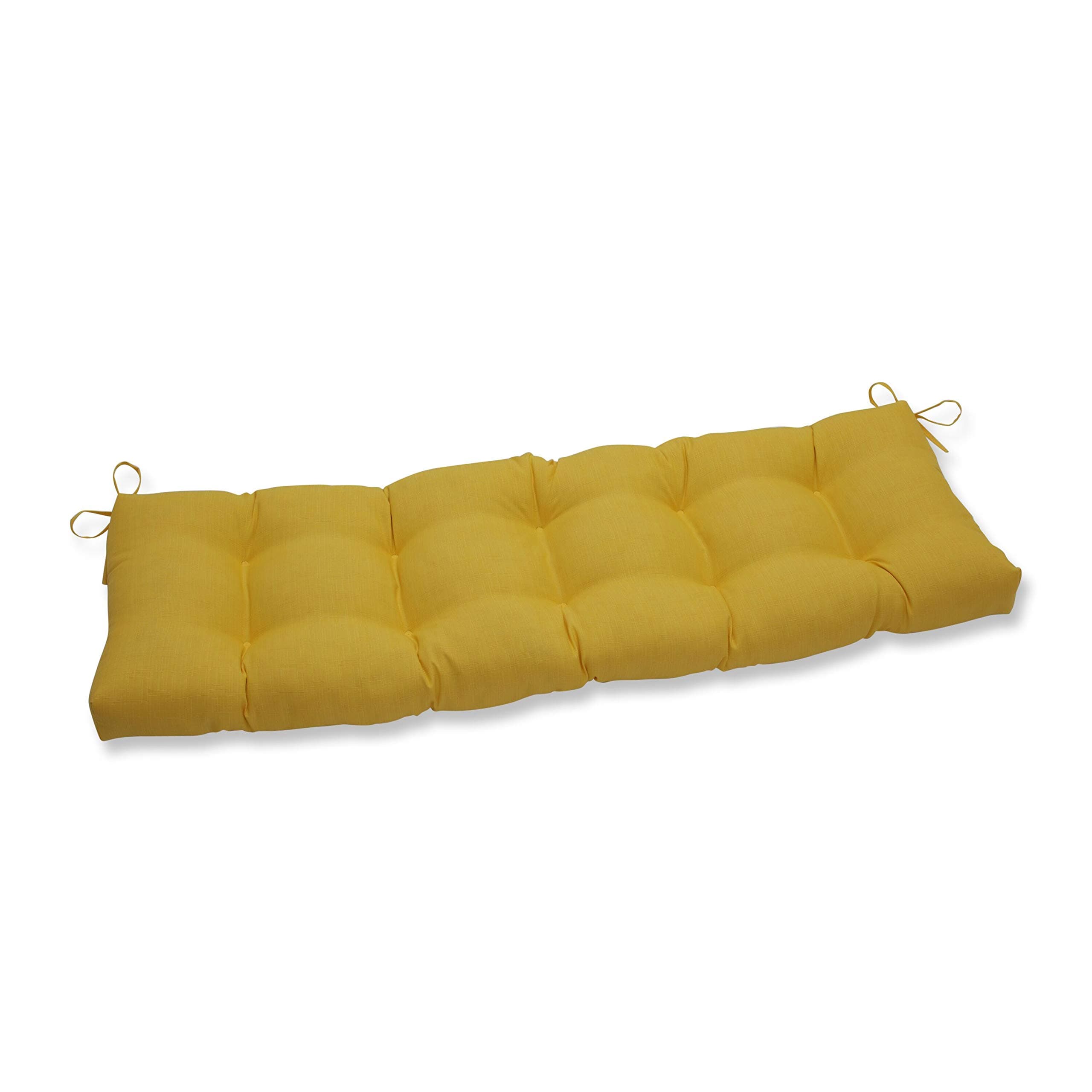 Pillow Perfect Tufted Bench/Swing Cushion, Yellow, 56" x 18"