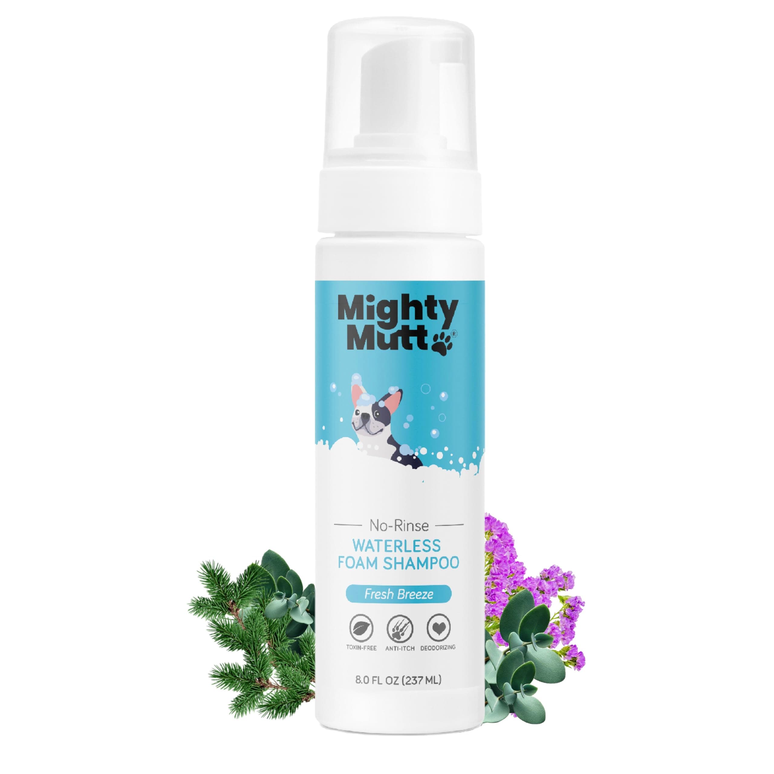Mighty Mutt Hypoallergenic Waterless Shampoo For Dogs | Dry Shampoo For Dogs | Waterless Foam No Rinse | Anti-Itch, Soothing And Deodorizing | 8Oz